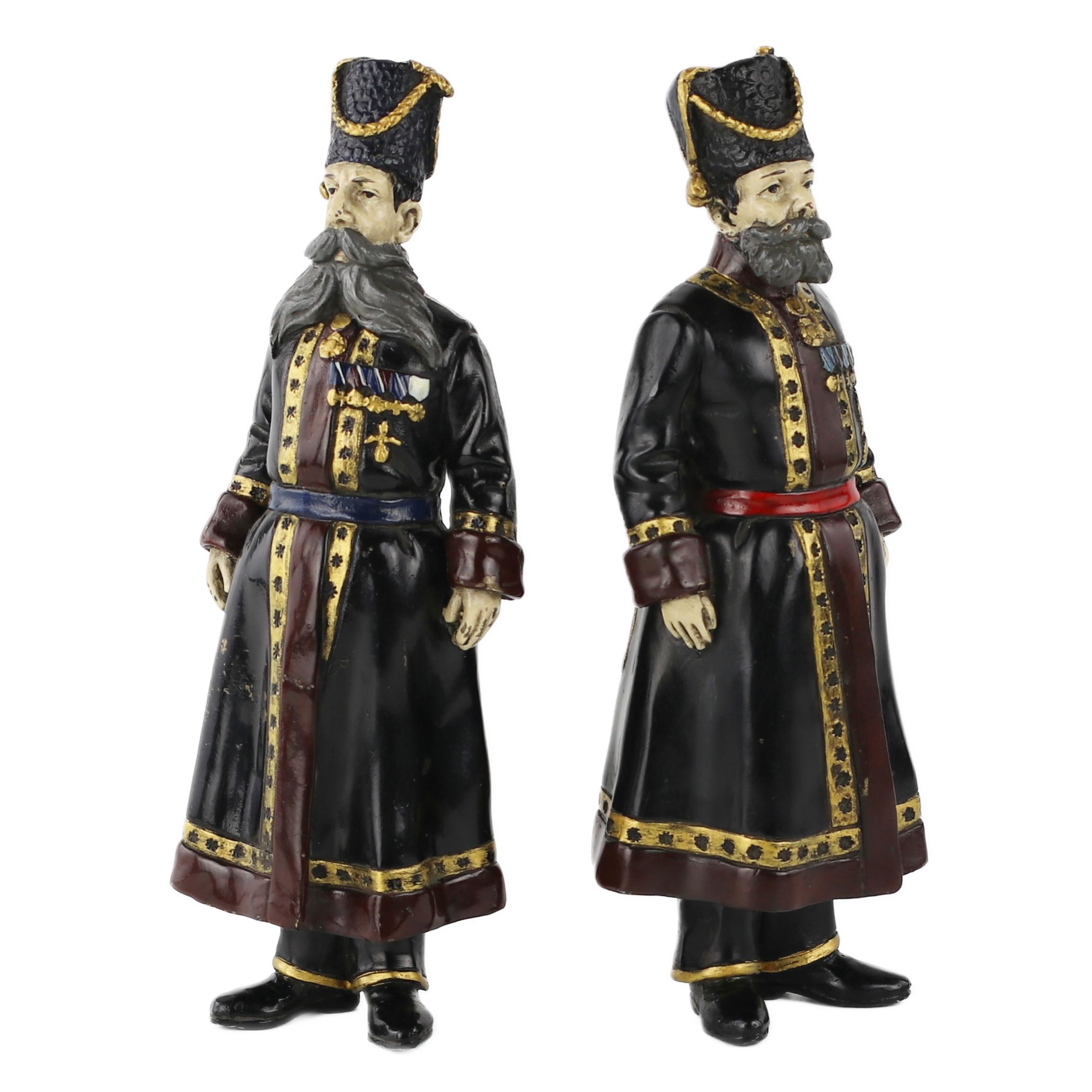 Pair of bronze figures of Russian Cossacks, personal guard of the Imperial Family. In the style of F - Image 5 of 8