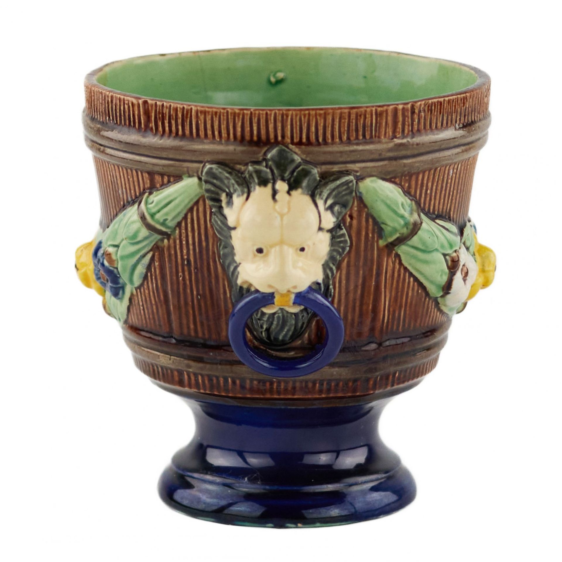 A small majolica flowerpot from the S.I. factory. Maslennikova. 1880s. - Bild 3 aus 7