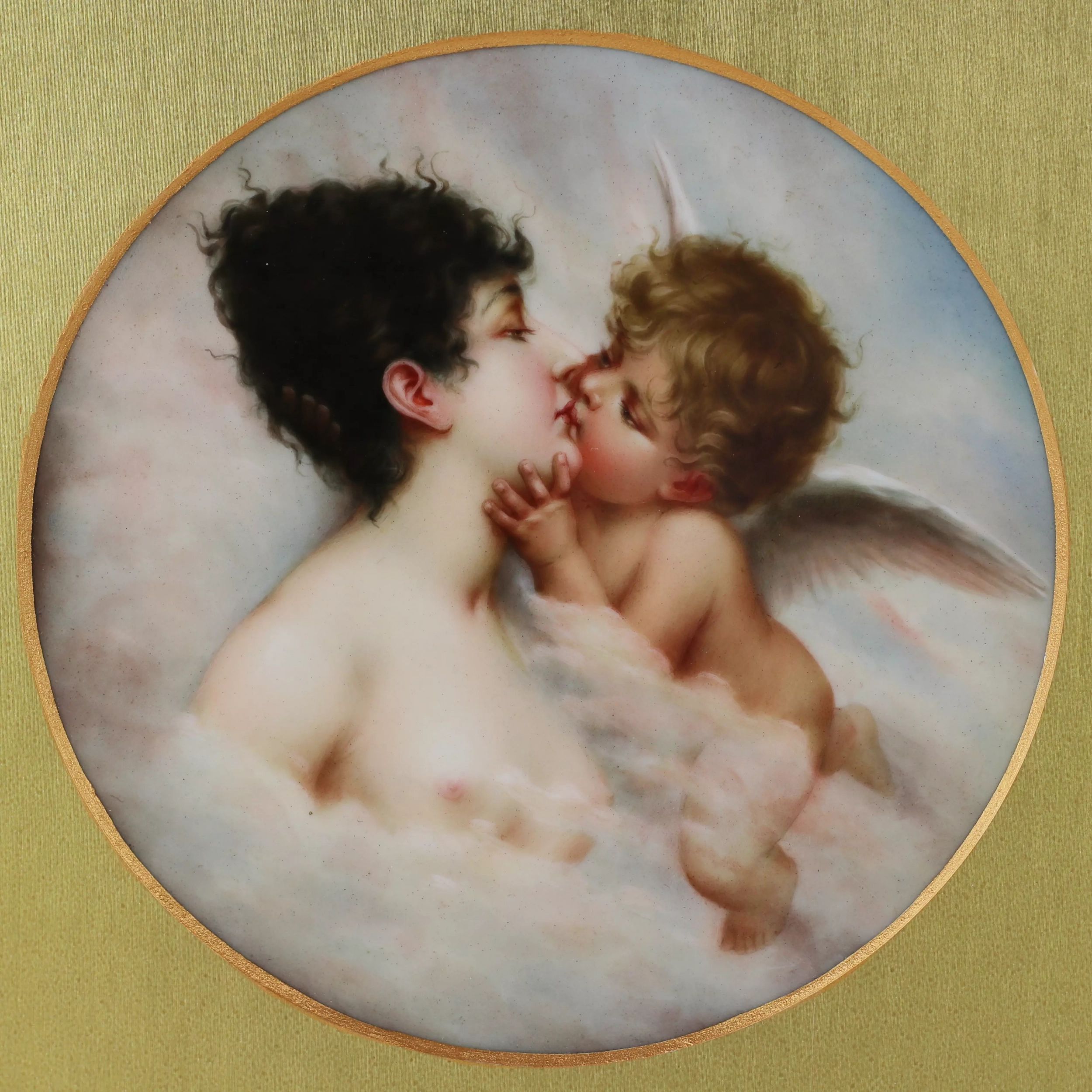 Porcelain plaque Psyche and Cupid. Late 19th century. - Image 2 of 3