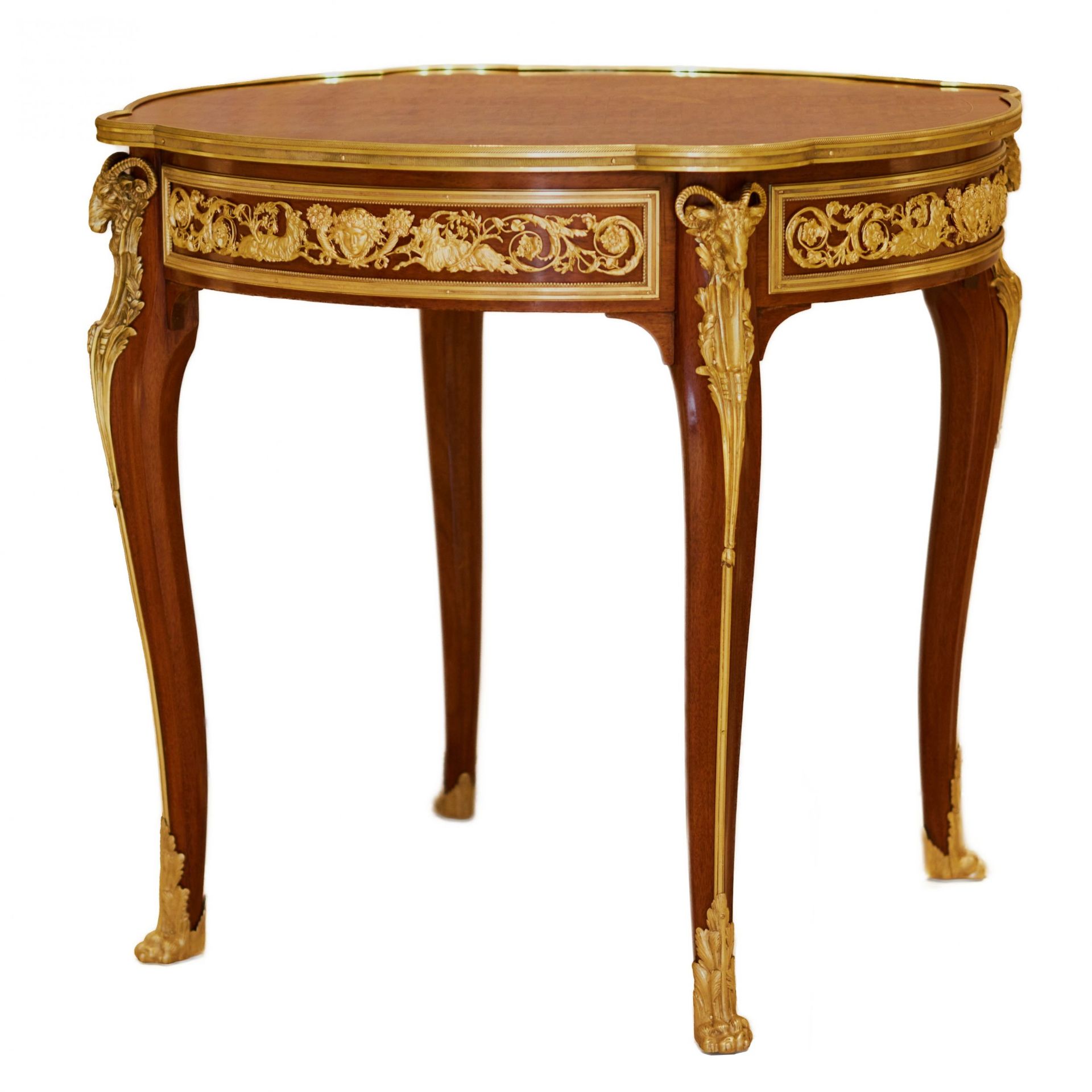 Mahogany table decorated with marquetry in the style of Louis XV, Francois Linke. Late 19th century - Bild 4 aus 6