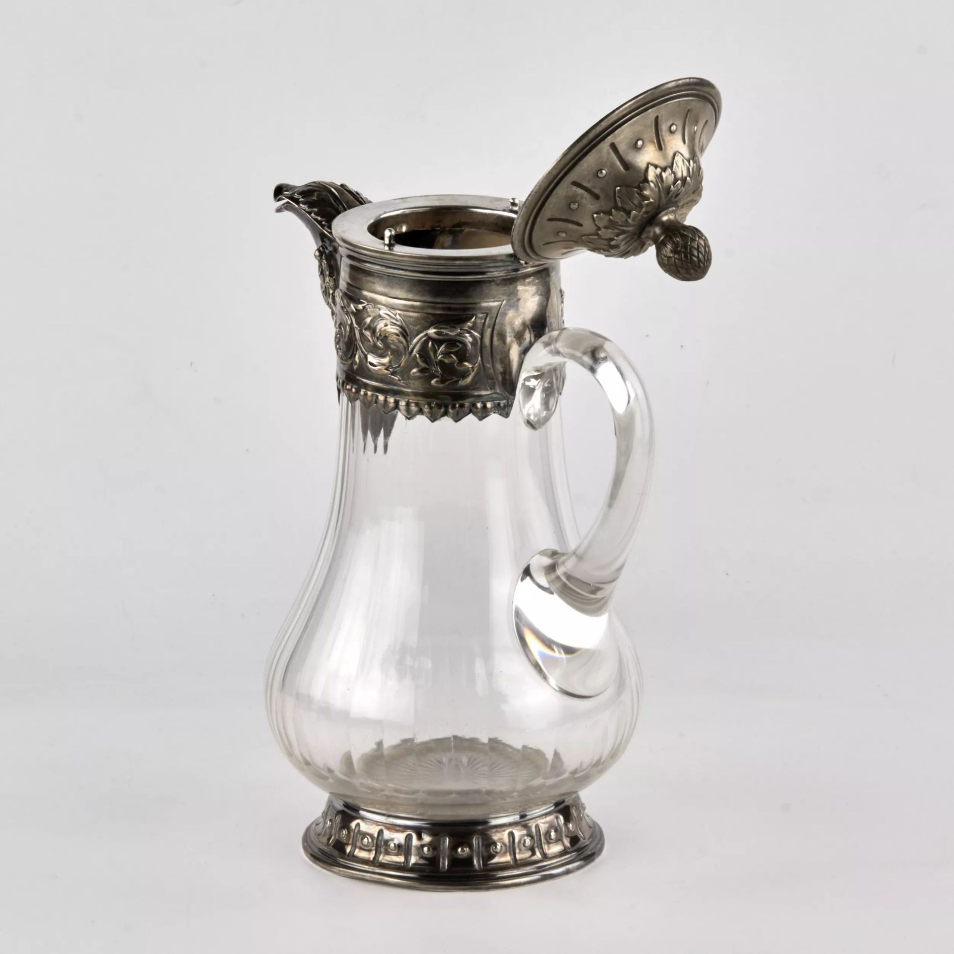 Wine jug, glass in silver. - Image 4 of 8