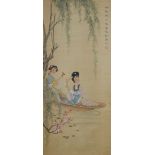 Chinese scroll, water-based painting on silk. Seal: Wen Jin. The turn of the 19th-20th centuries.