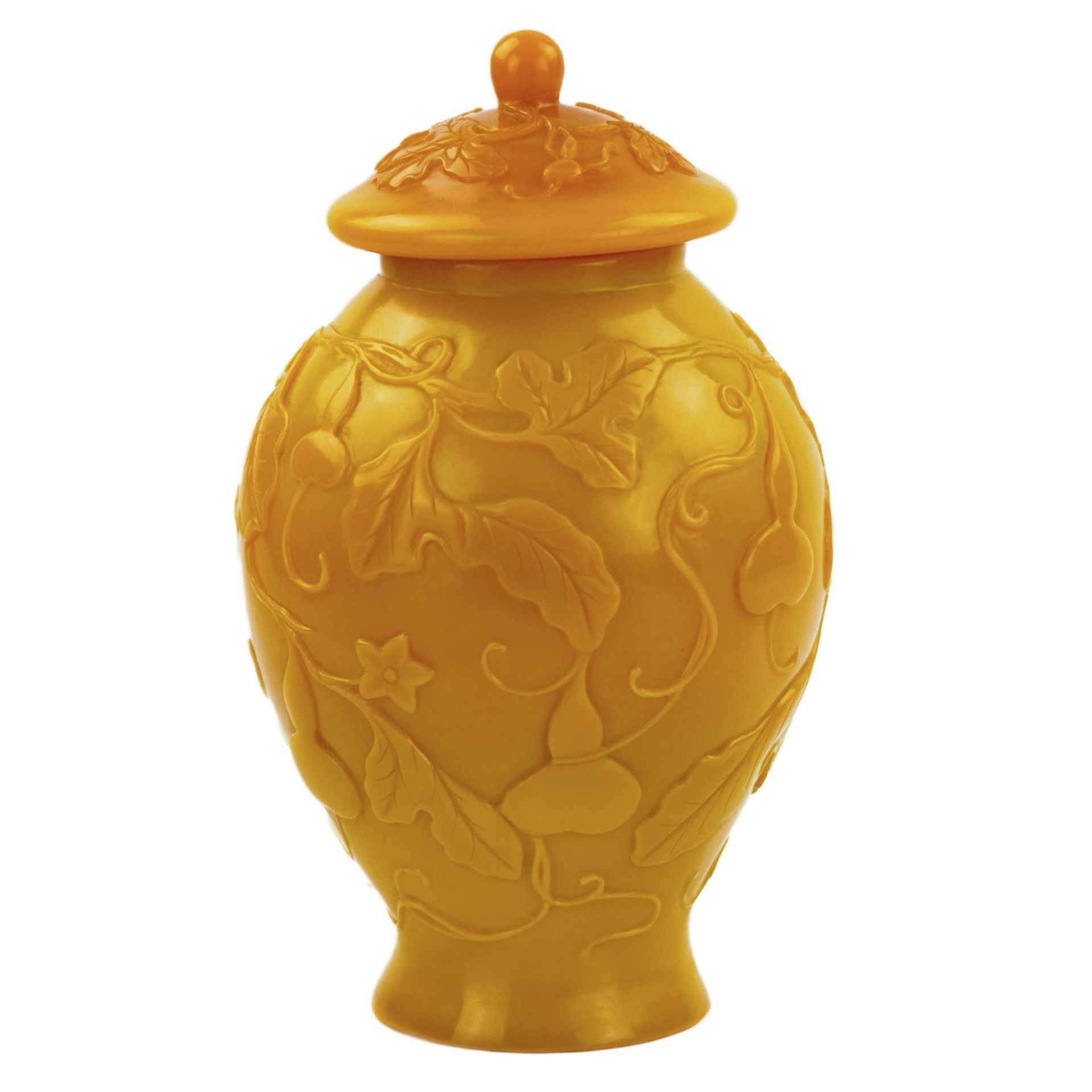 Chinese yellow Beijing glass urn vase from the 19th century. - Bild 2 aus 7