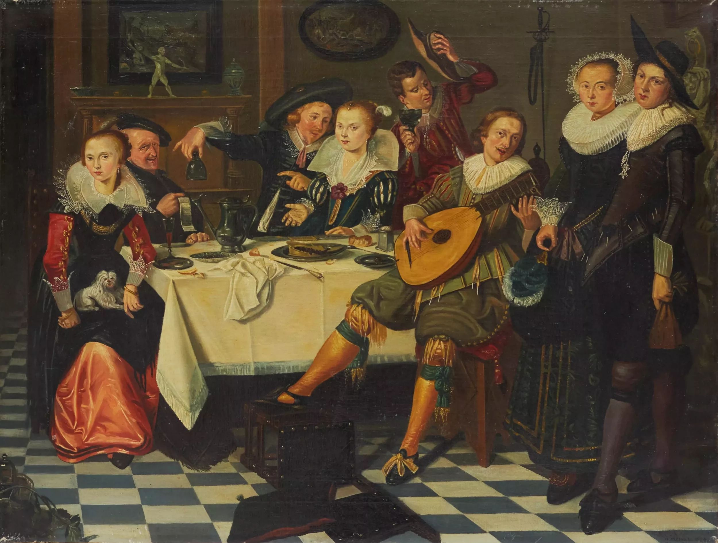 School of Dirck Hals (1591-1656). Feasting company. - Image 2 of 8