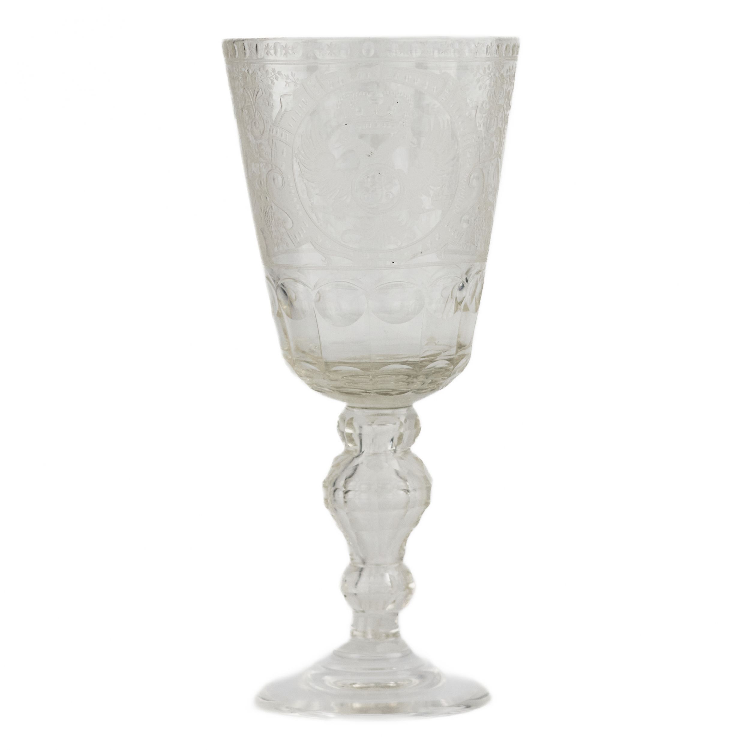 A glass tray goblet with a monogram and a portrait of Elizaveta Petrovna. Russia.19th century. - Image 7 of 10