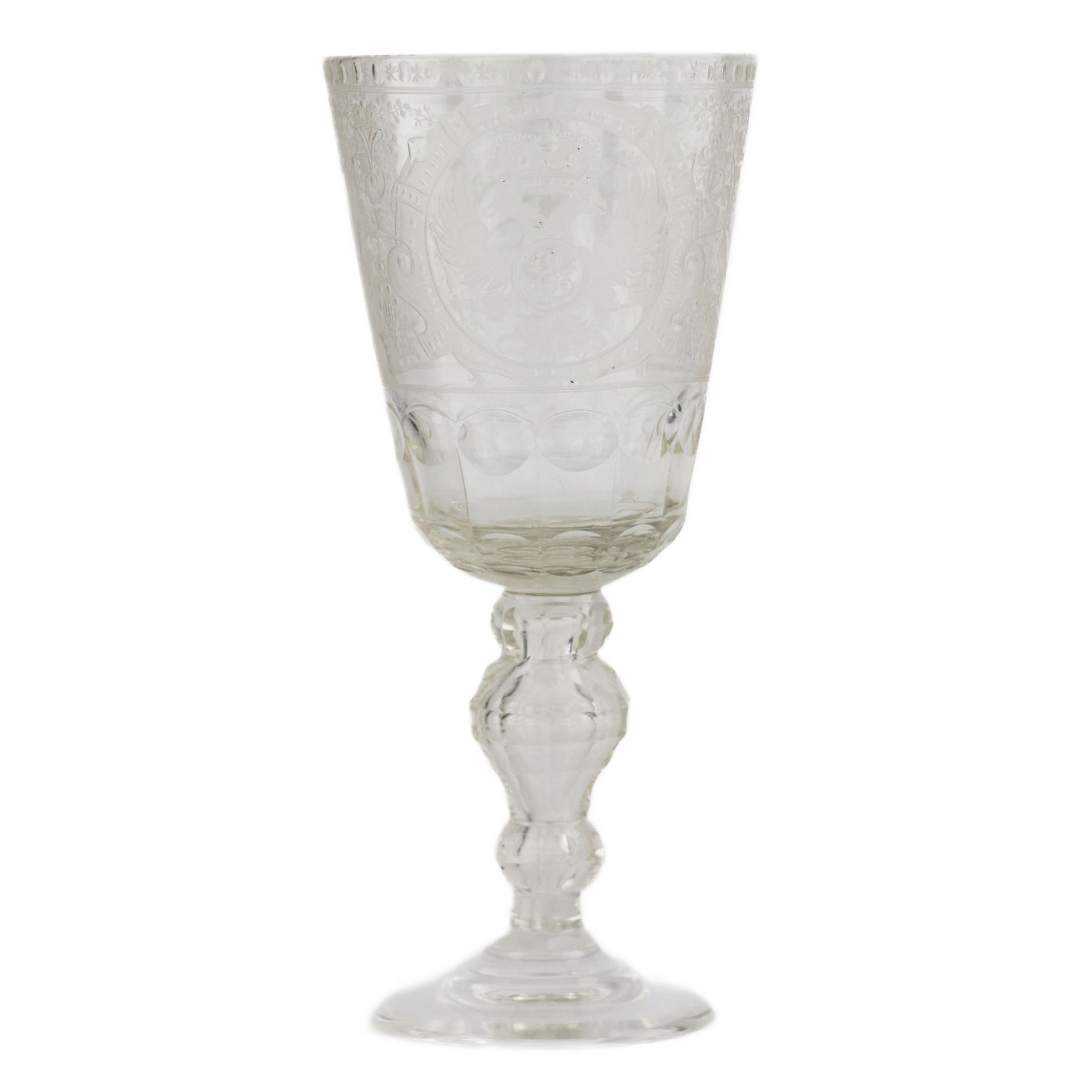 A glass tray goblet with a monogram and a portrait of Elizaveta Petrovna. Russia.19th century. - Bild 7 aus 10