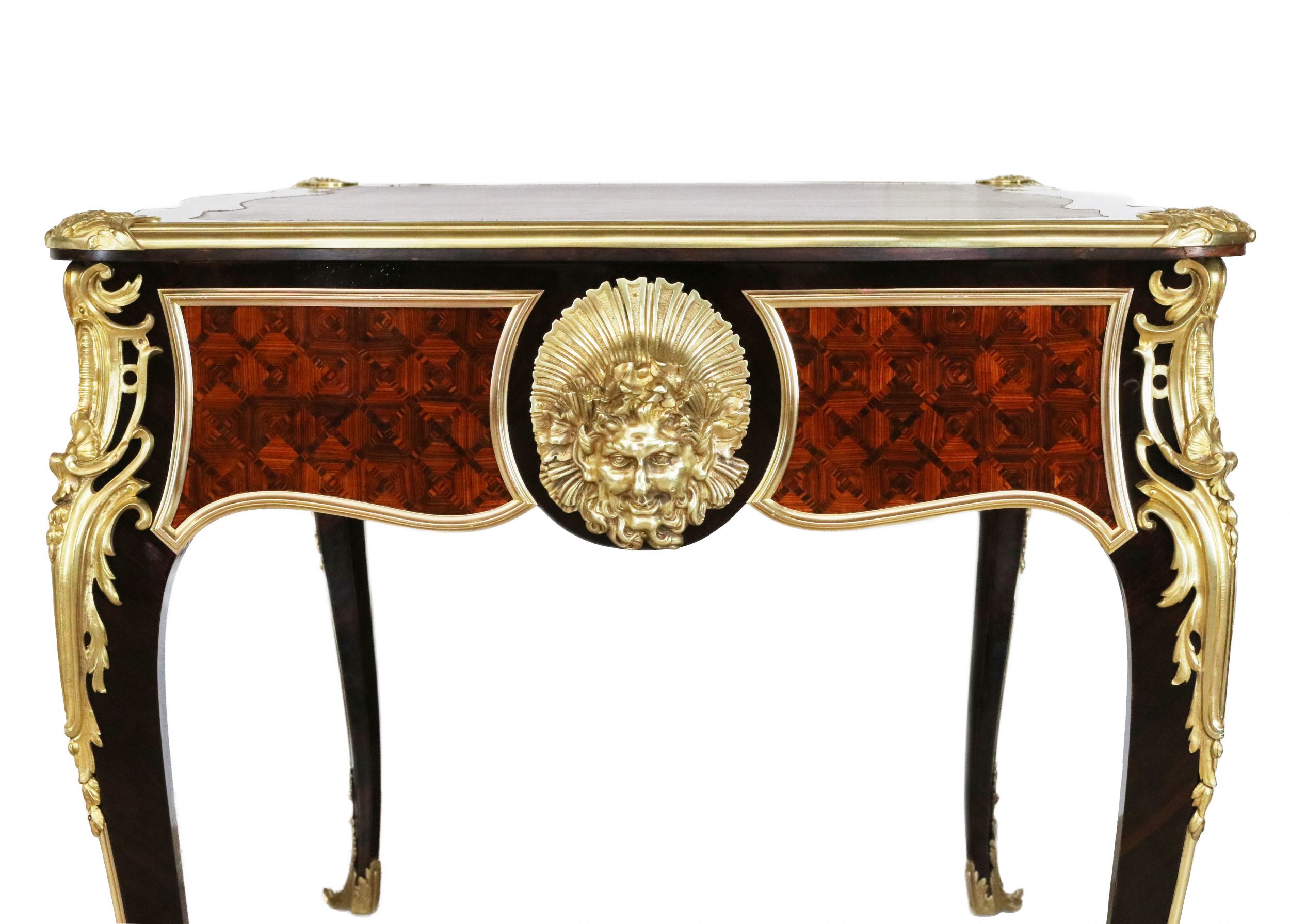 Magnificent writing desk in wood and gilded bronze, Louis XV style. - Image 7 of 8