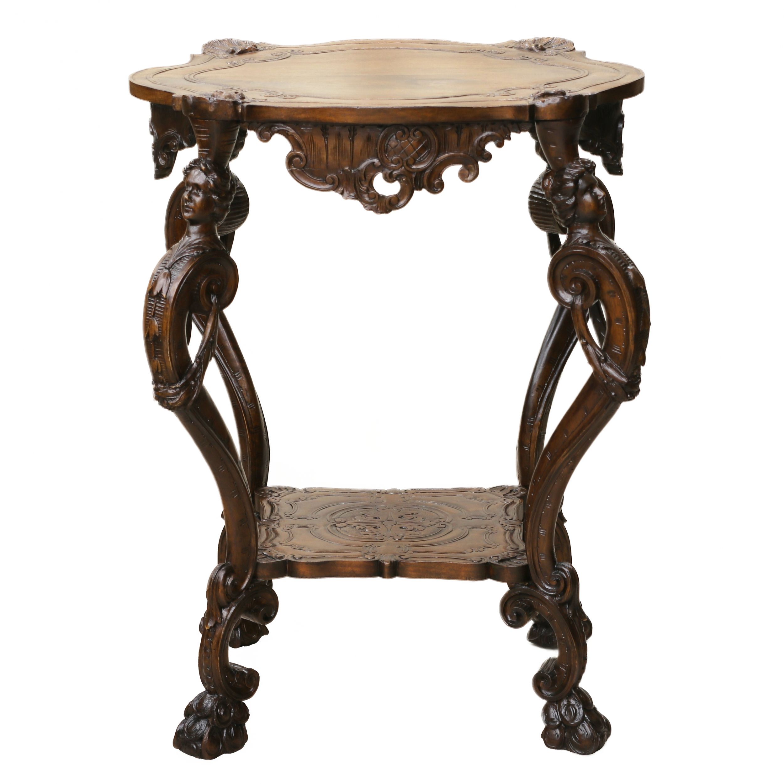Carved wooden table in neo-Rococo style from the turn of the 19th century. - Image 2 of 7
