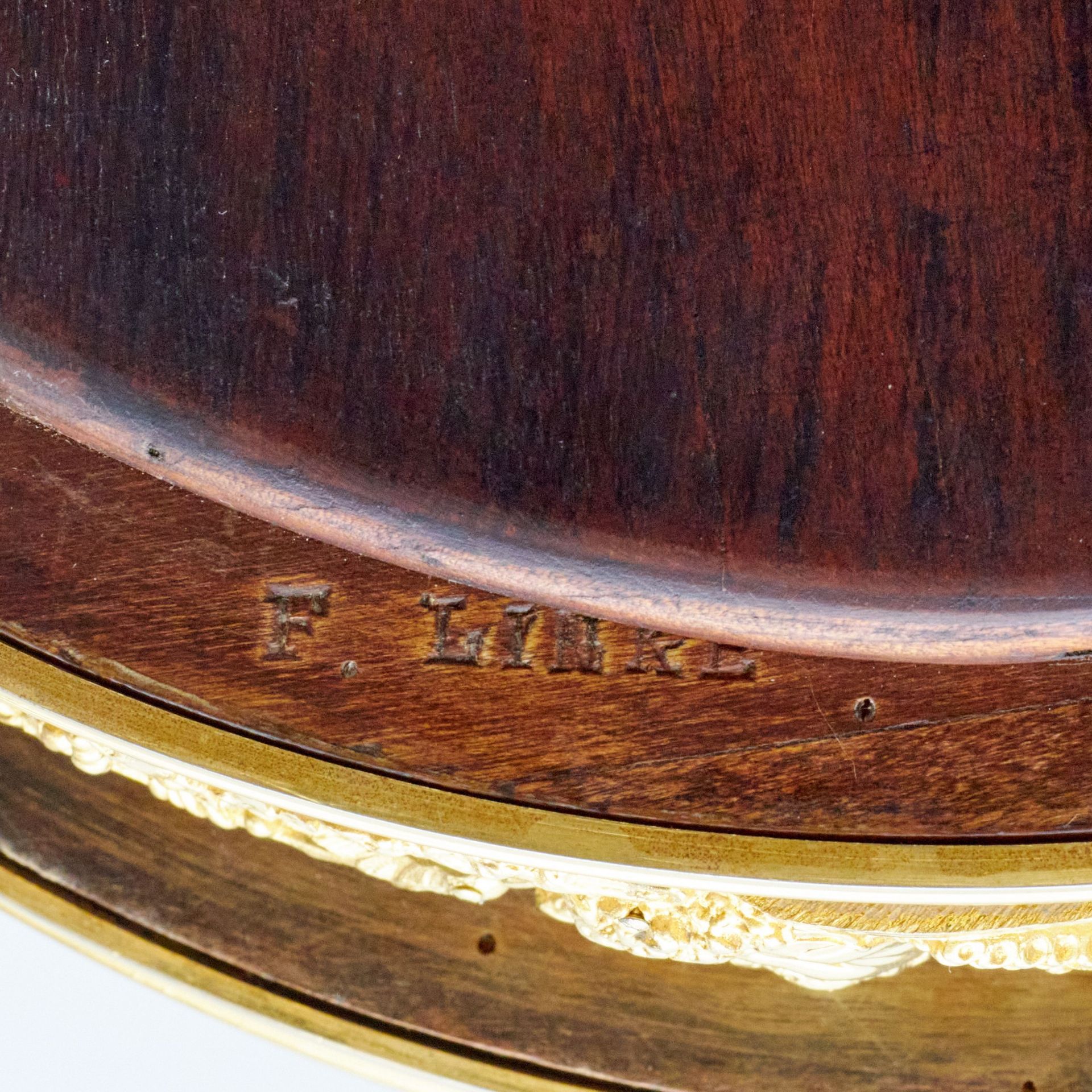Magnificent mahogany and gilded bronze table by Francois Linke. - Image 5 of 5