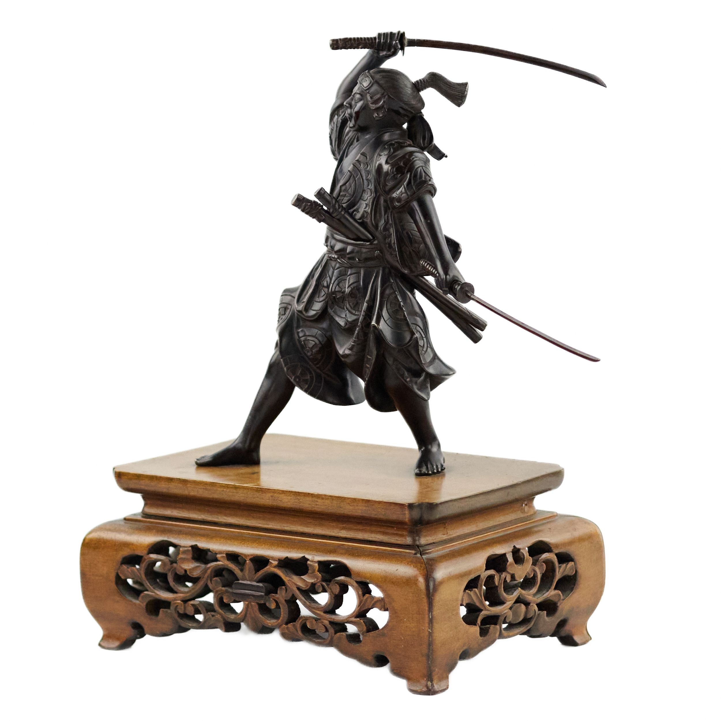 Japanese bronze sculpture of a samurai warrior. Japan. Meiji. The turn of the 19th-20th century. - Image 2 of 6