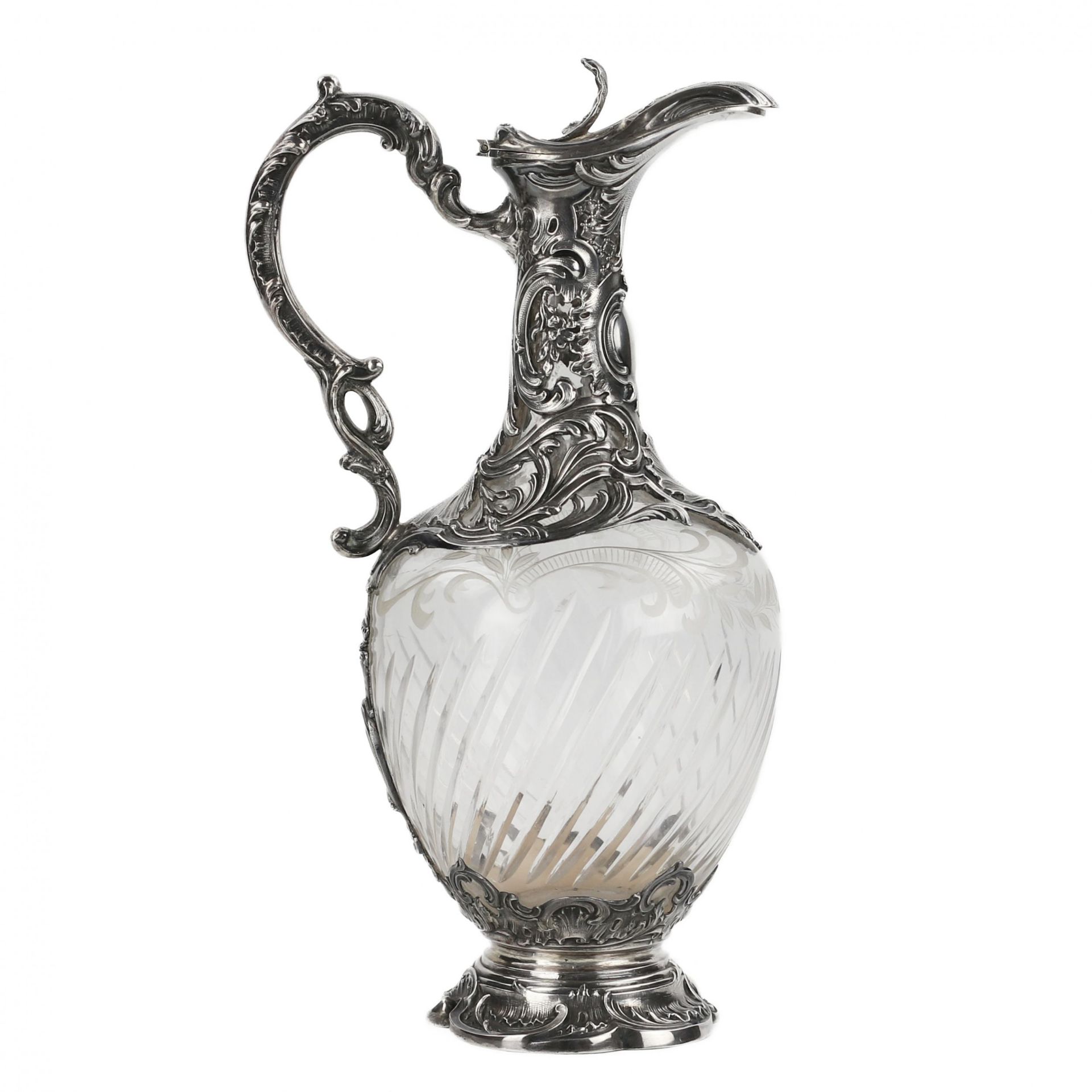 Crystal wine jug in silver, Louis XV style. France. 19th century. - Image 2 of 8