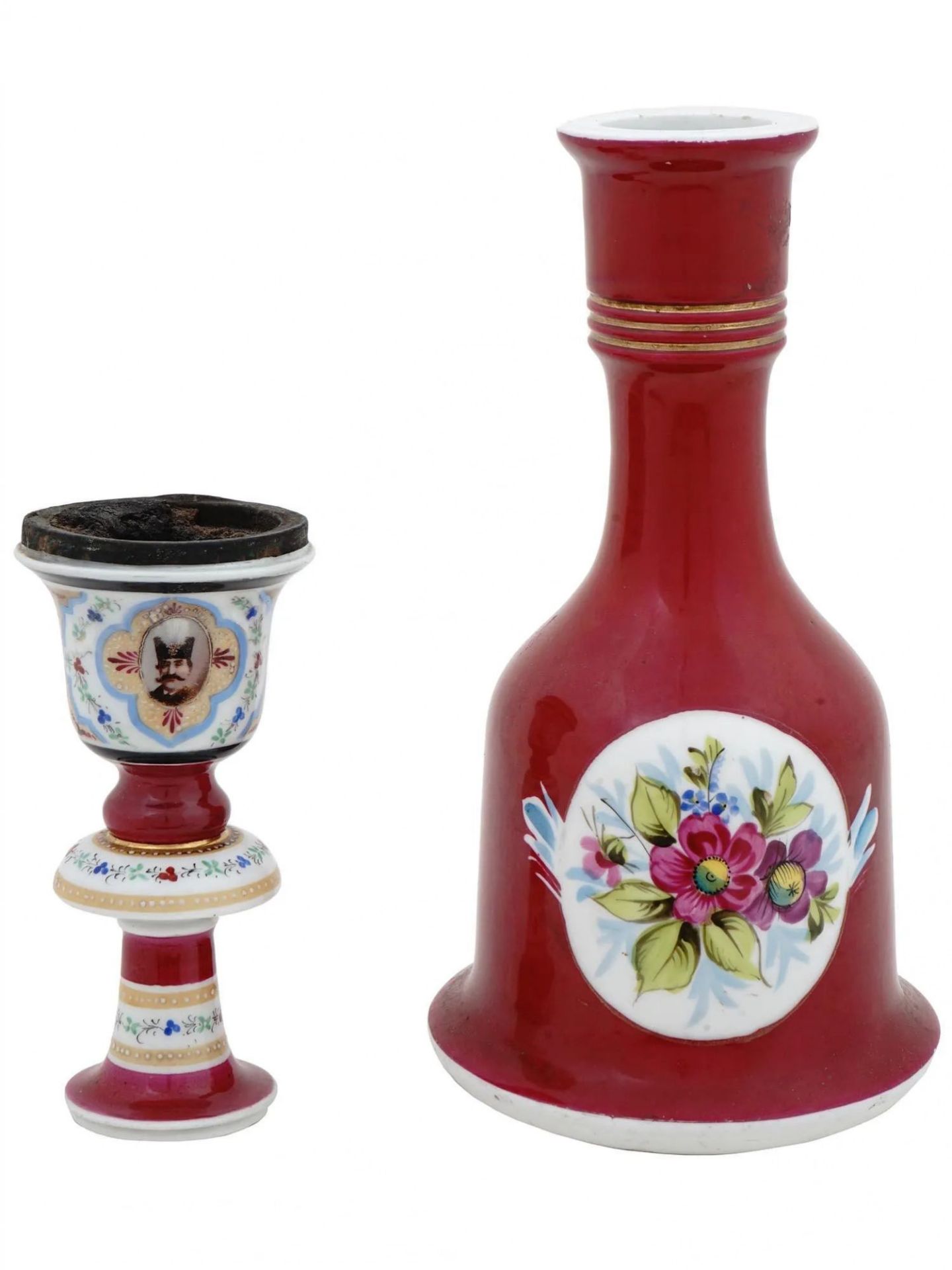 Hand painted porcelain hookah. Kuznetsov factory in Dulevo. Russia. 19th century - Bild 5 aus 9