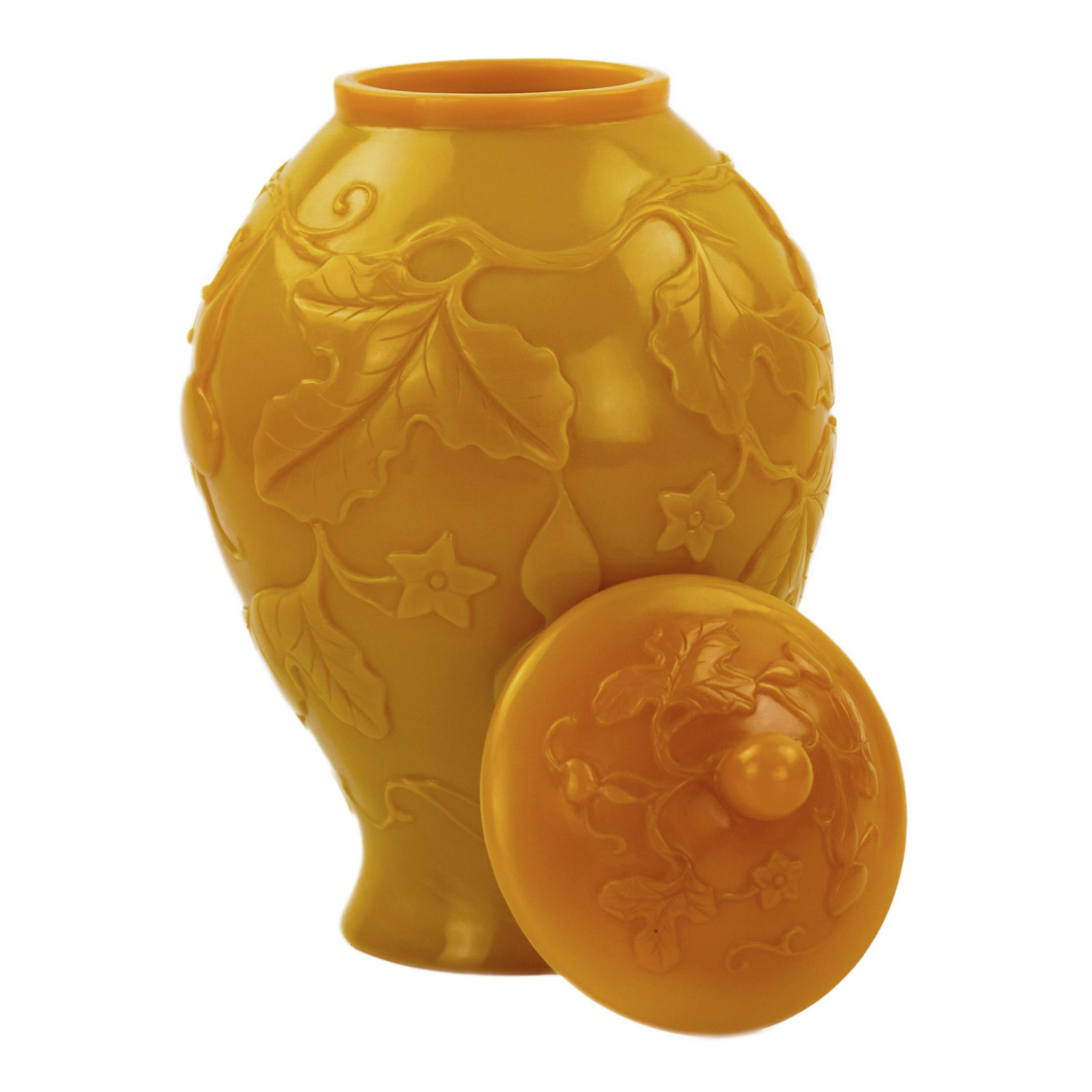 Chinese yellow Beijing glass urn vase from the 19th century. - Image 4 of 7