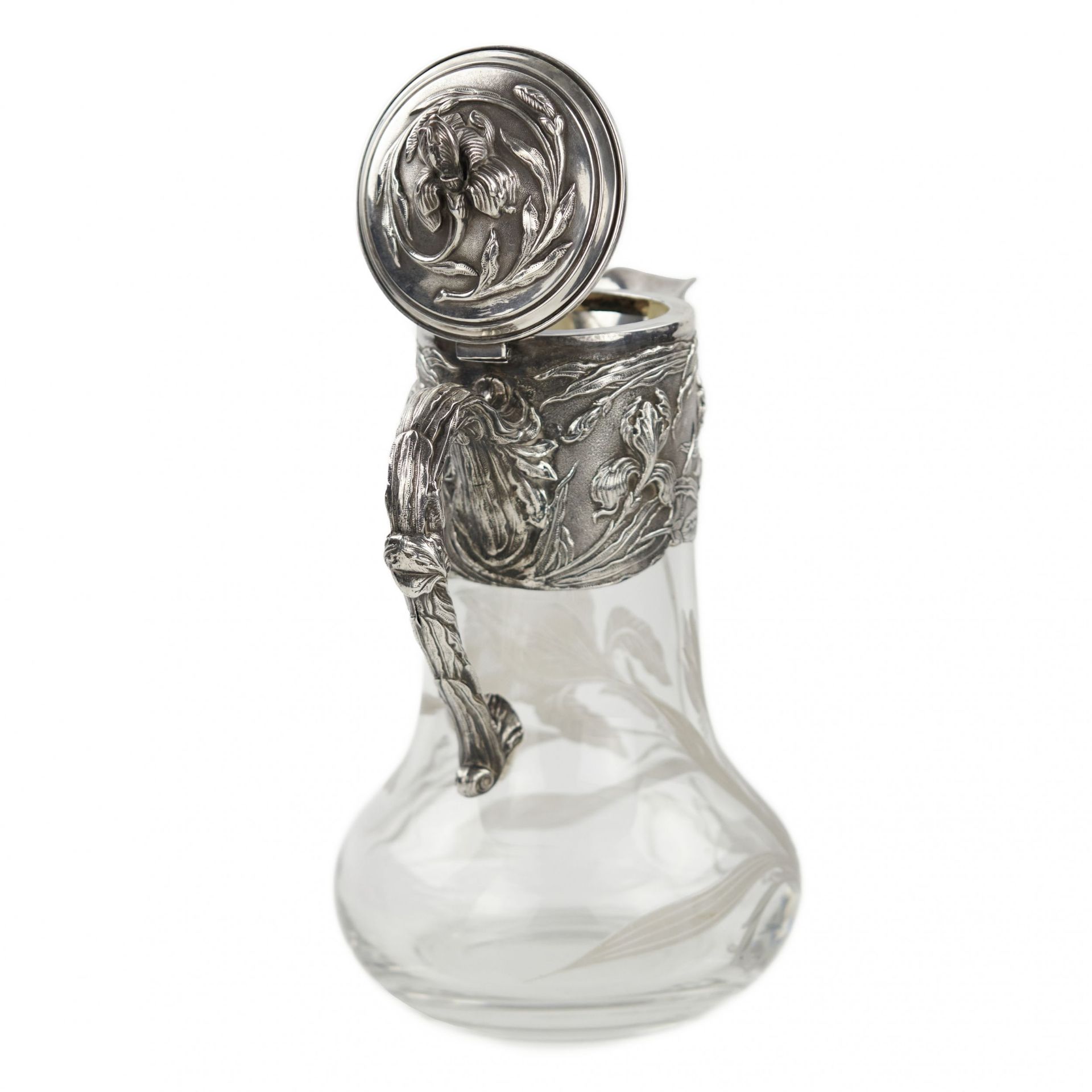 Crystal jug in silver from the Art Nouveau era. - Bild 4 aus 8