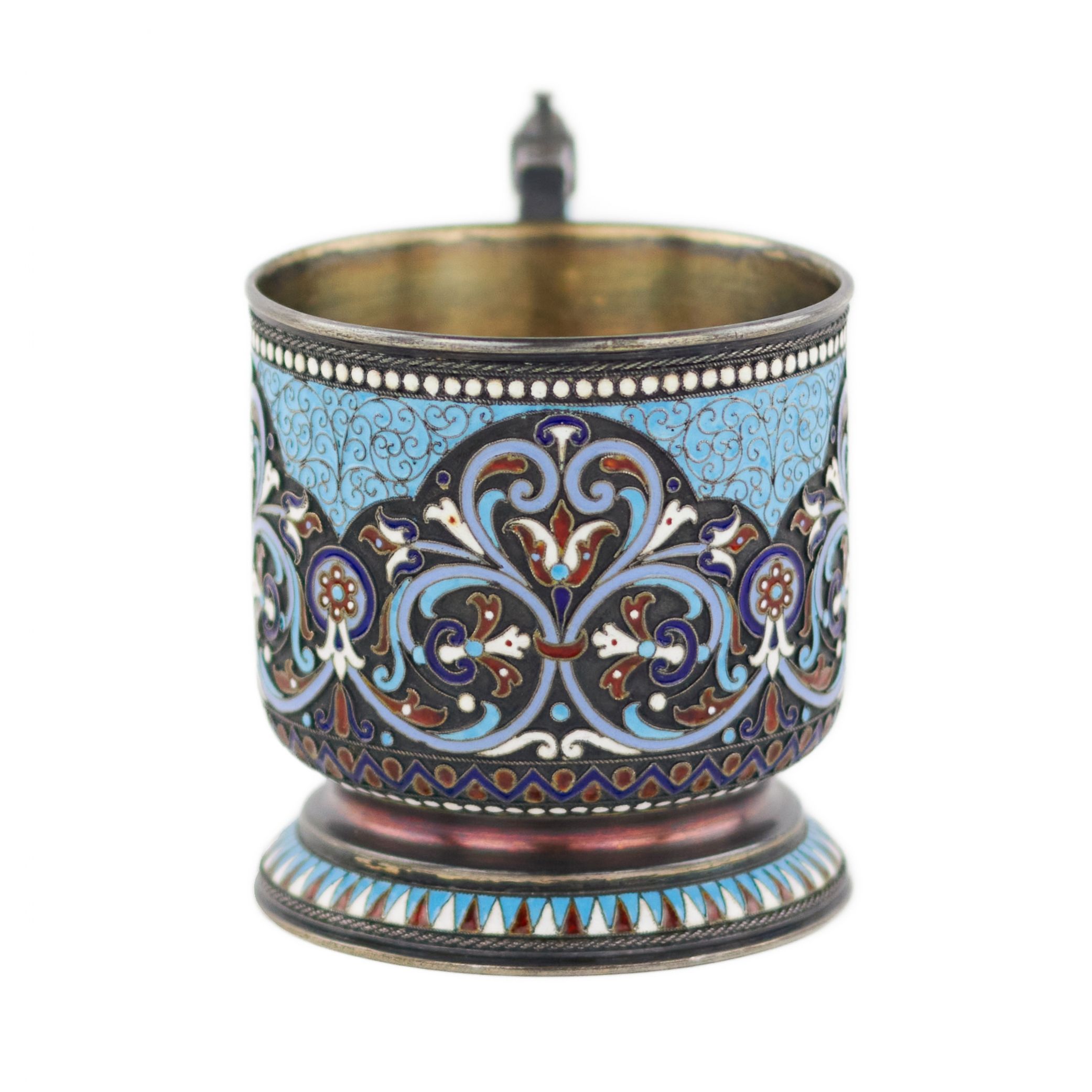 Nikolay ALEXEEV, silver cloisonne enamel glass holder in neo-Russian style. 1895 - Image 5 of 9