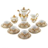 Luxurious mocha service for six people. Meissen. 20th century.