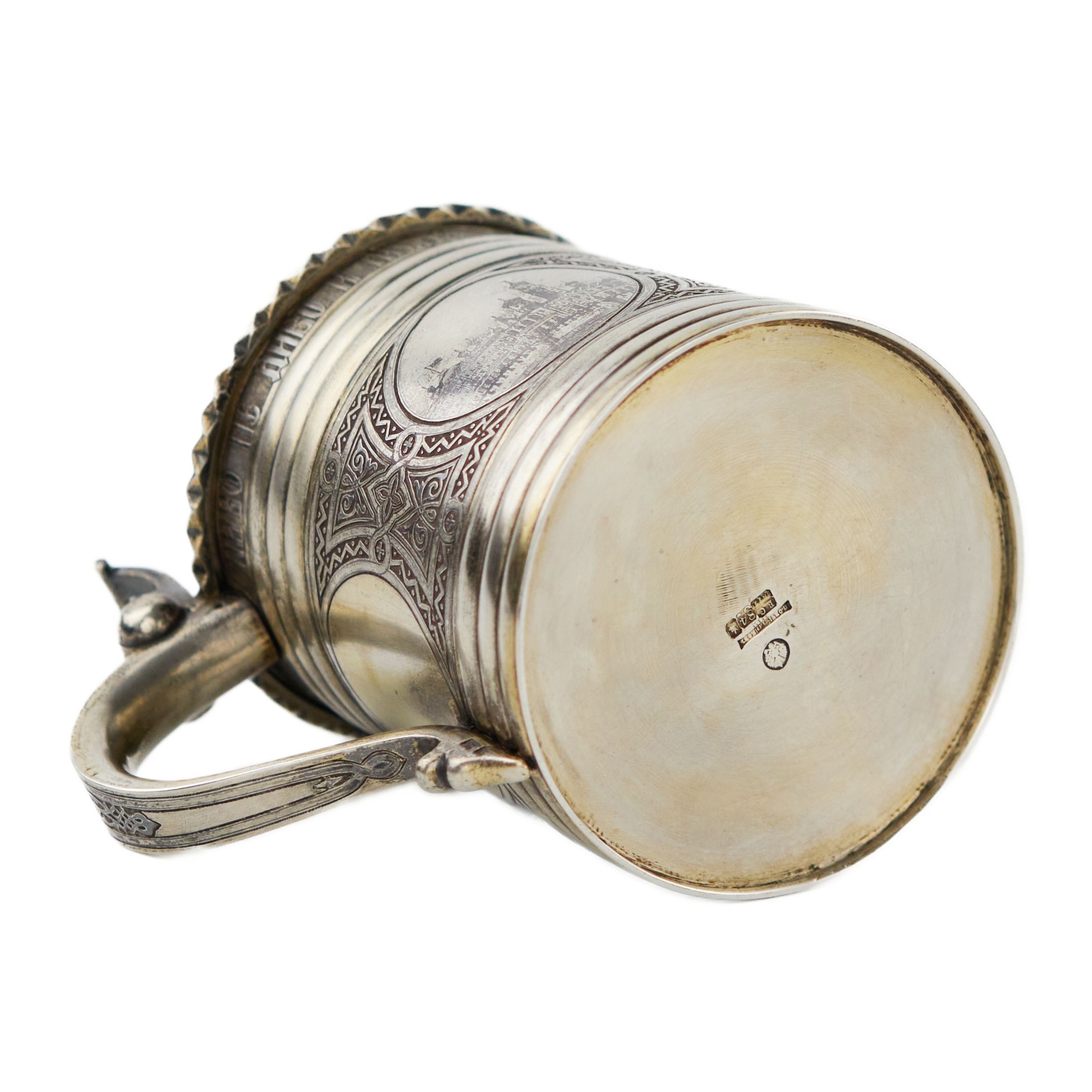 Russian beer mug made of silver. P. Ovchinnikov. 1871 - Image 9 of 12