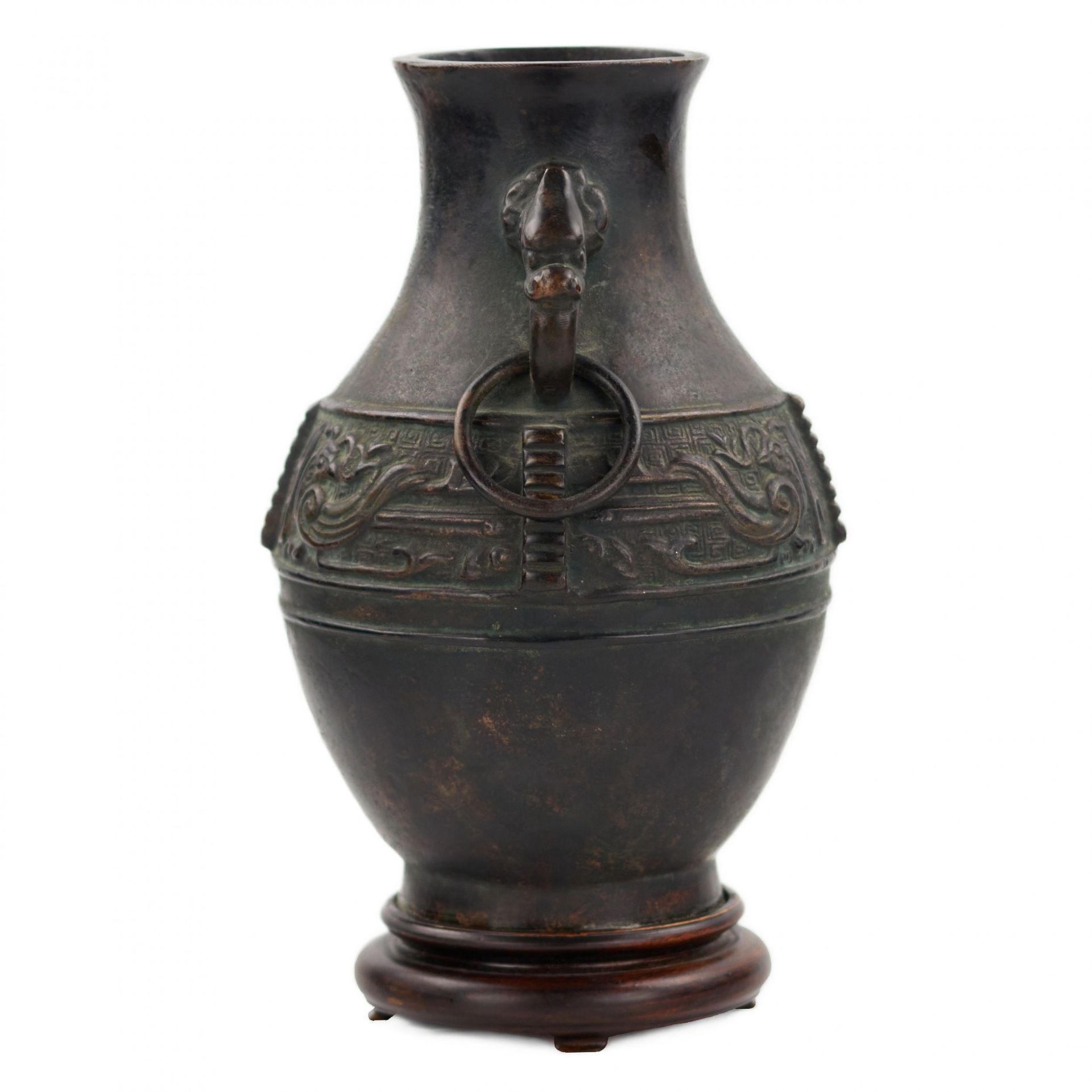 Bronze Jug for wine Hu, with Jinwen signs. China. - Image 2 of 11