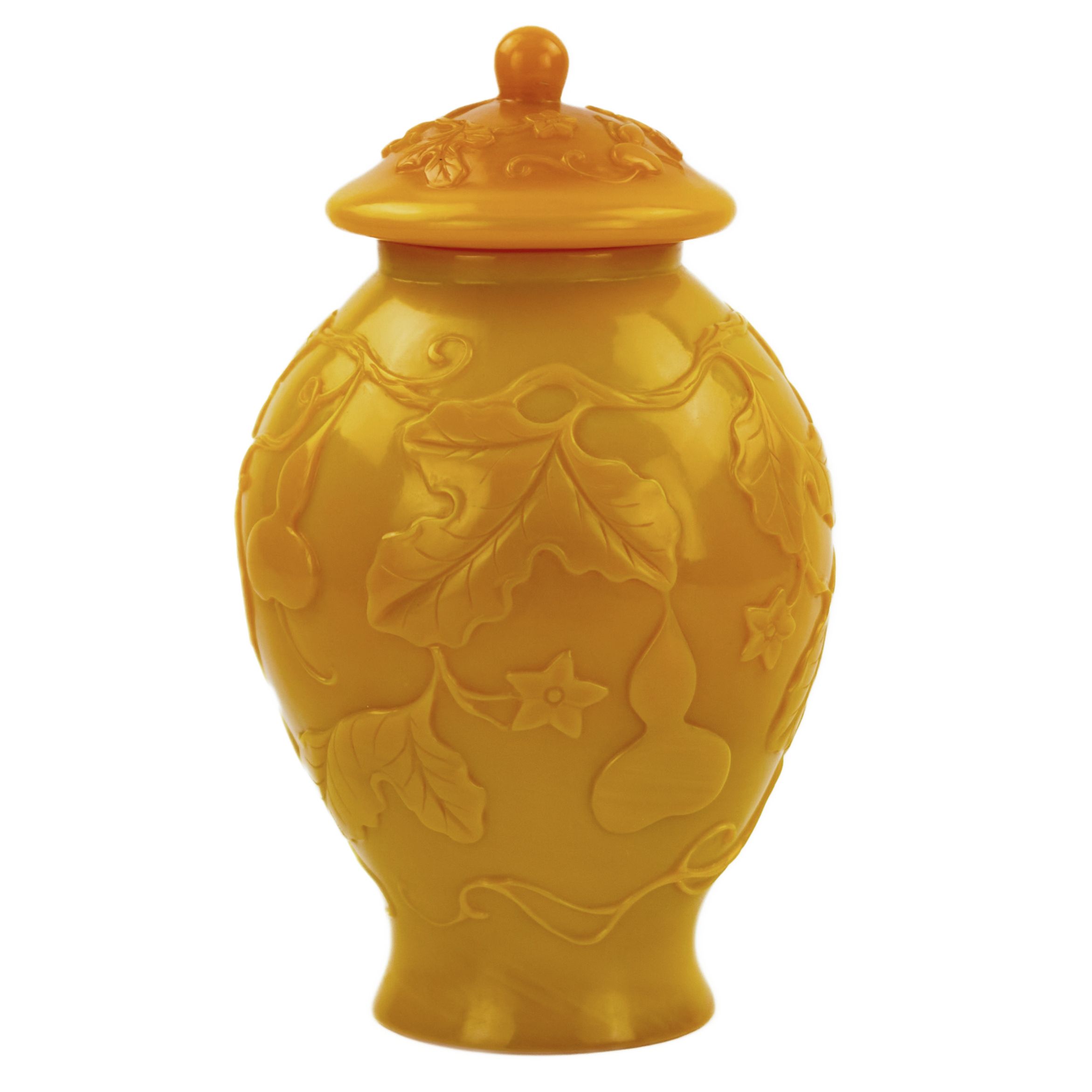 Chinese yellow Beijing glass urn vase from the 19th century. - Image 3 of 7