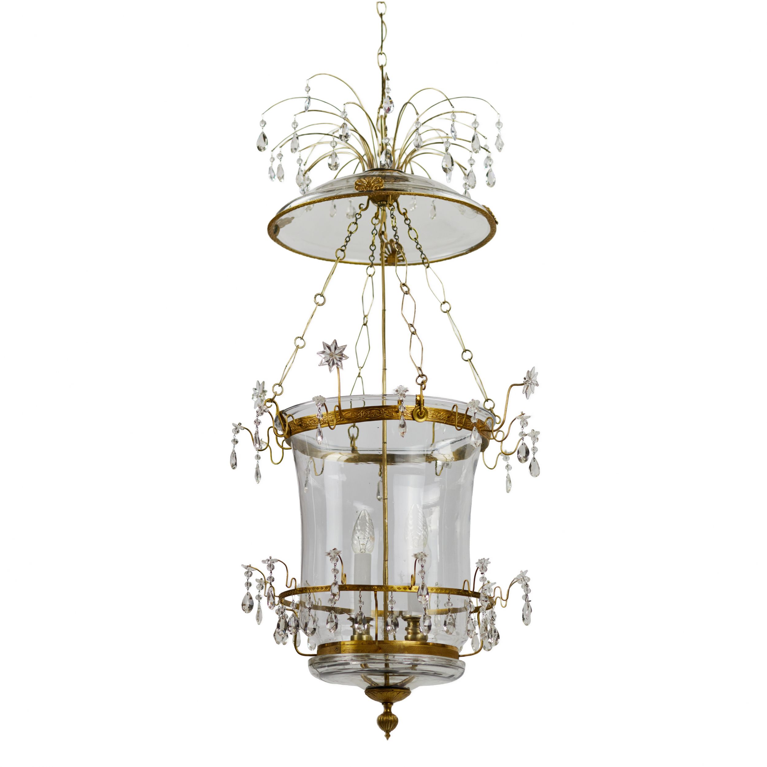 Russian Crystal & Ormolu Mounted Two-Light Lantern Chandelier.Russia, early 19th century. - Image 3 of 5