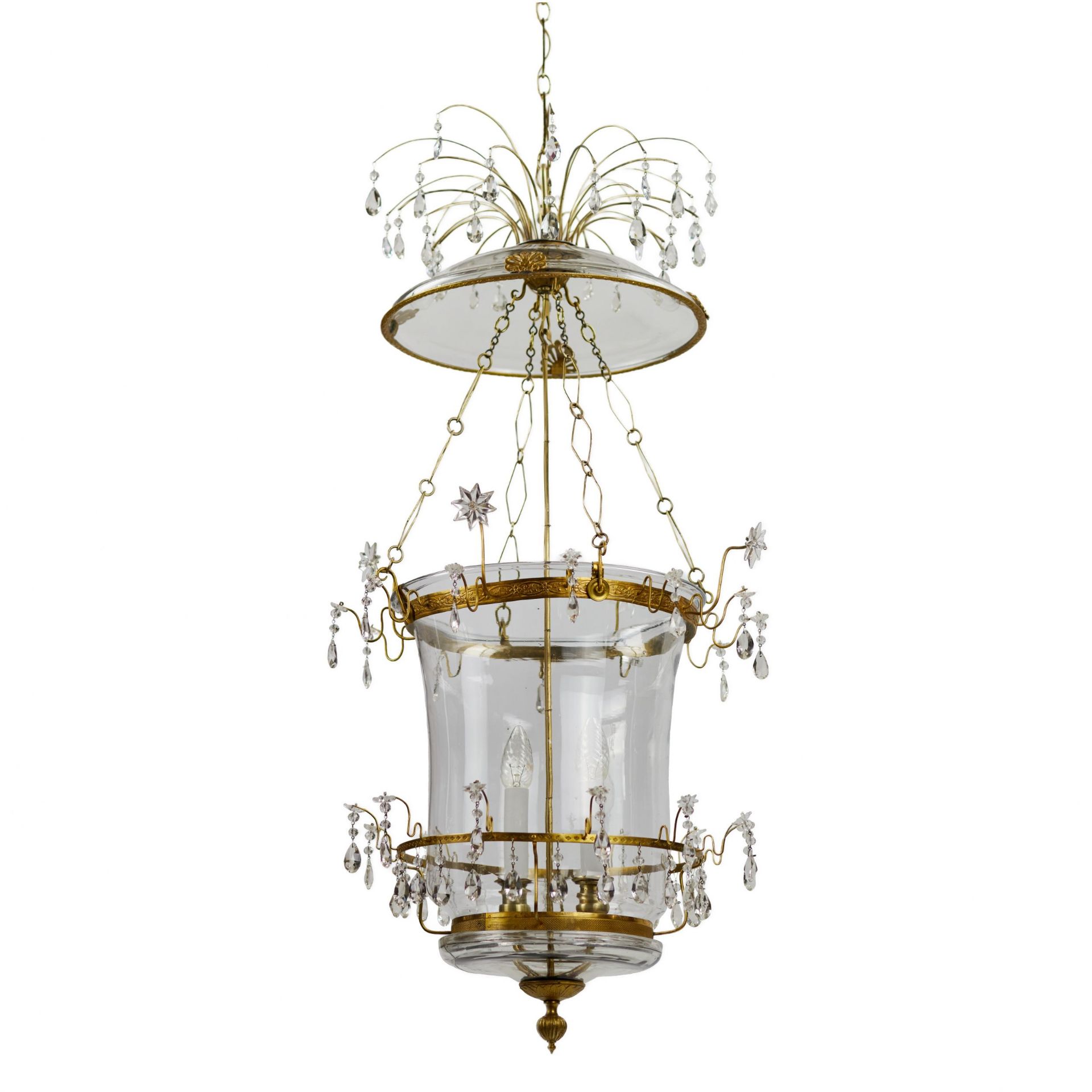 Russian Crystal & Ormolu Mounted Two-Light Lantern Chandelier.Russia, early 19th century. - Bild 3 aus 5