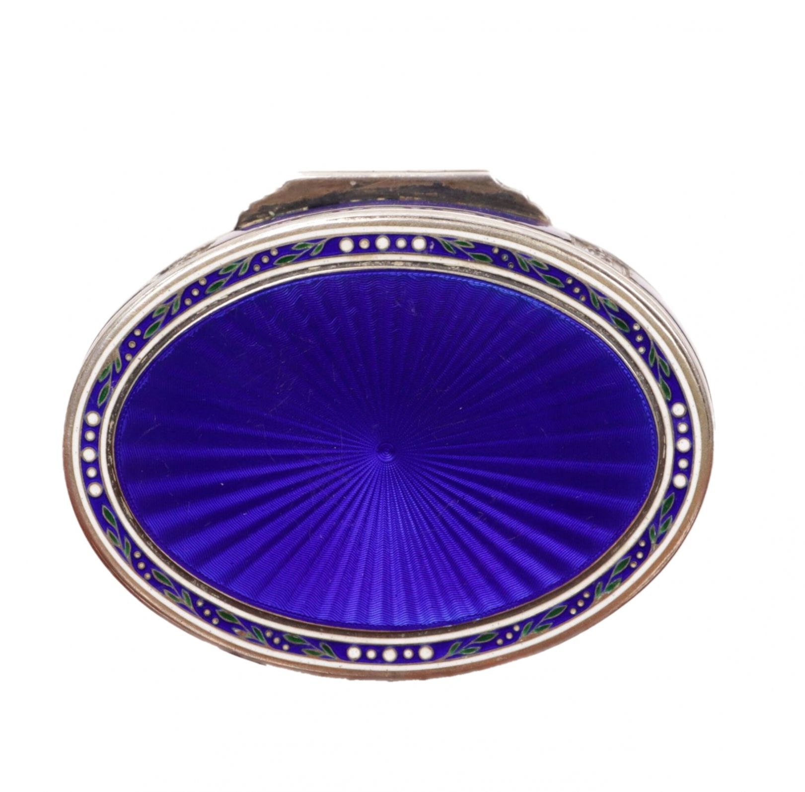 Oval box made of gilded silver with guilloche enamel decor. Early 20th century. - Bild 6 aus 9