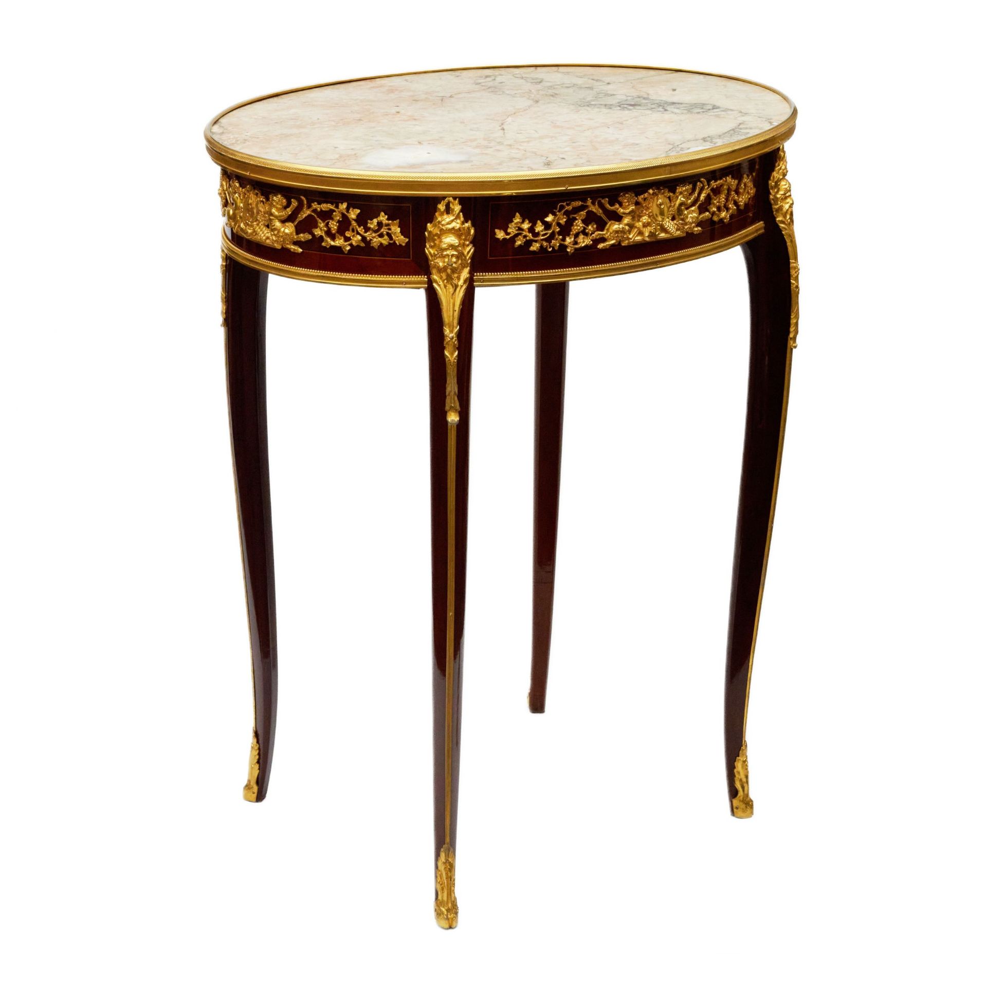 Magnificent mahogany and gilded bronze table by Francois Linke. - Image 2 of 5