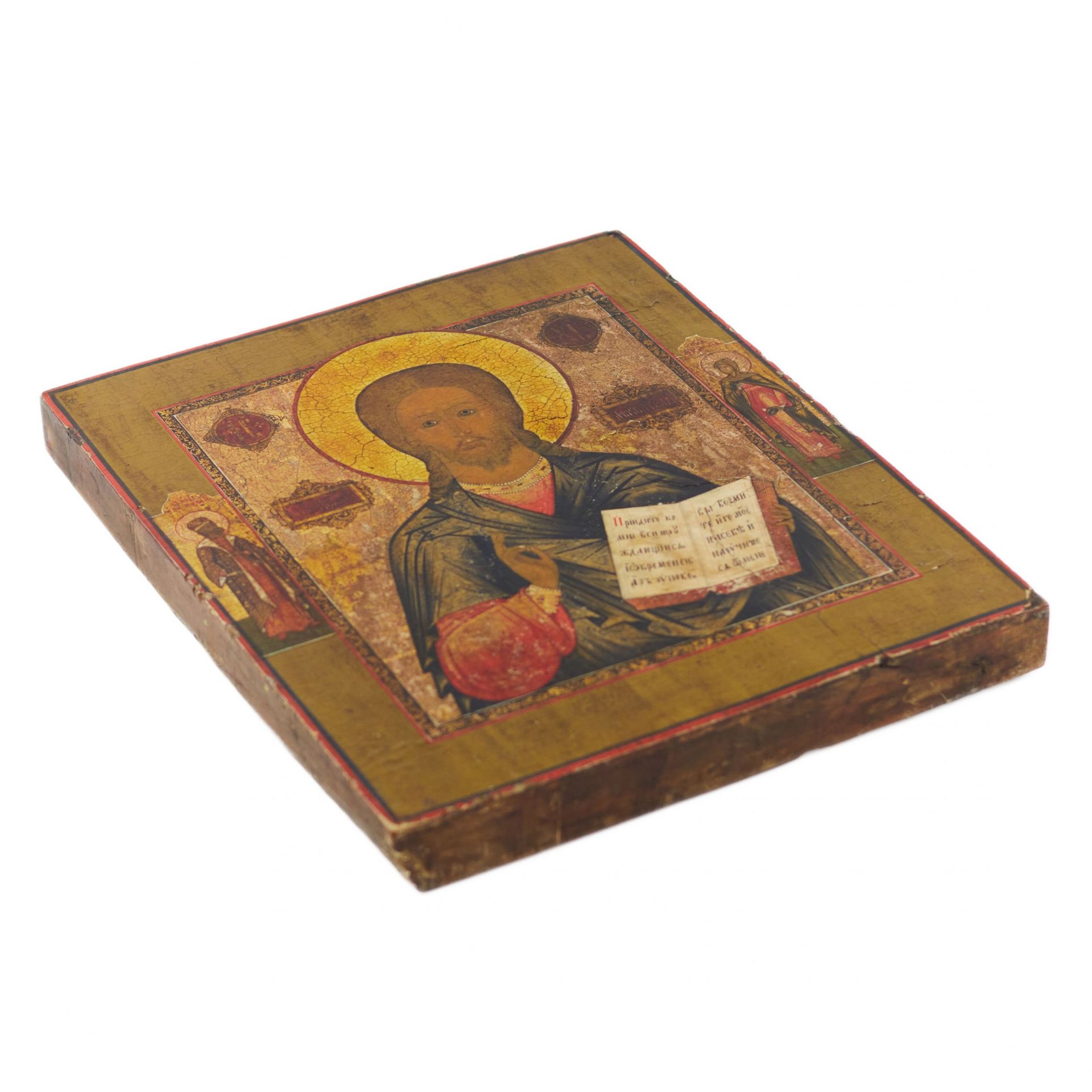 Russian icon of the Pantocrator on a thick cypress board from the mid-19th century. - Bild 2 aus 3