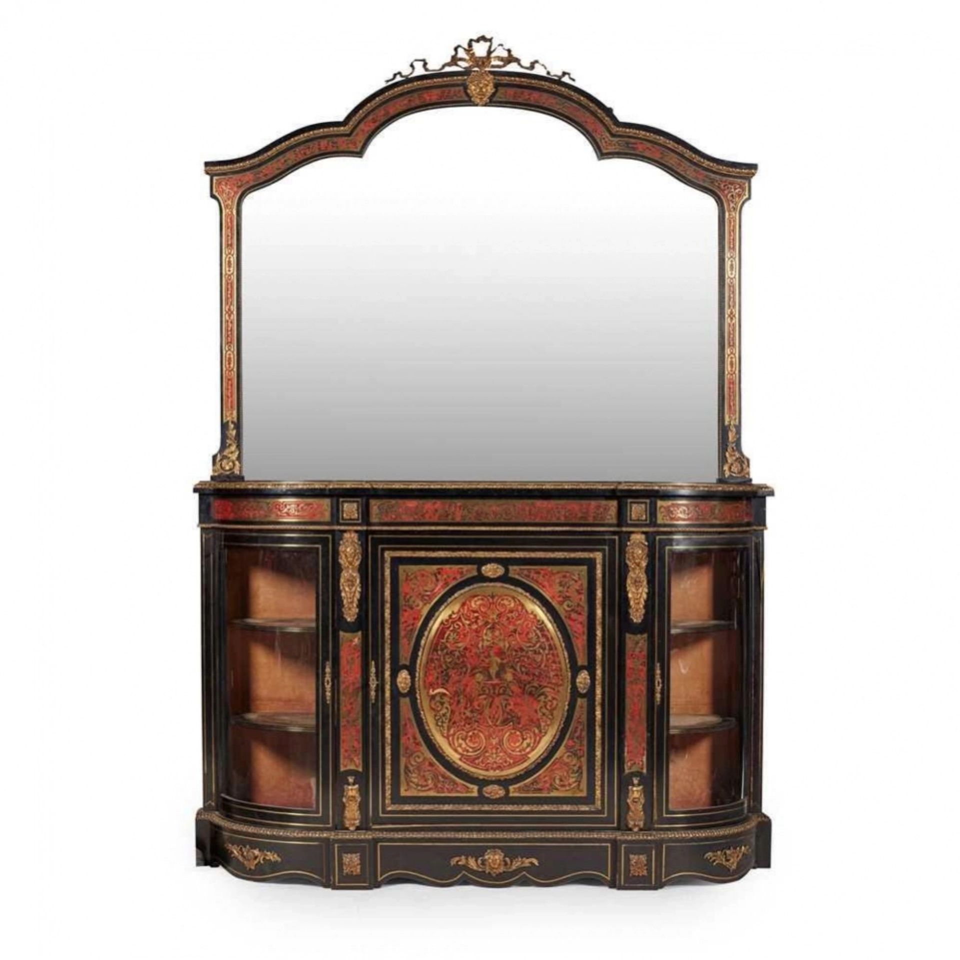 Luxurious chest of drawers with mirror in the Boulle style. France, 19th century.