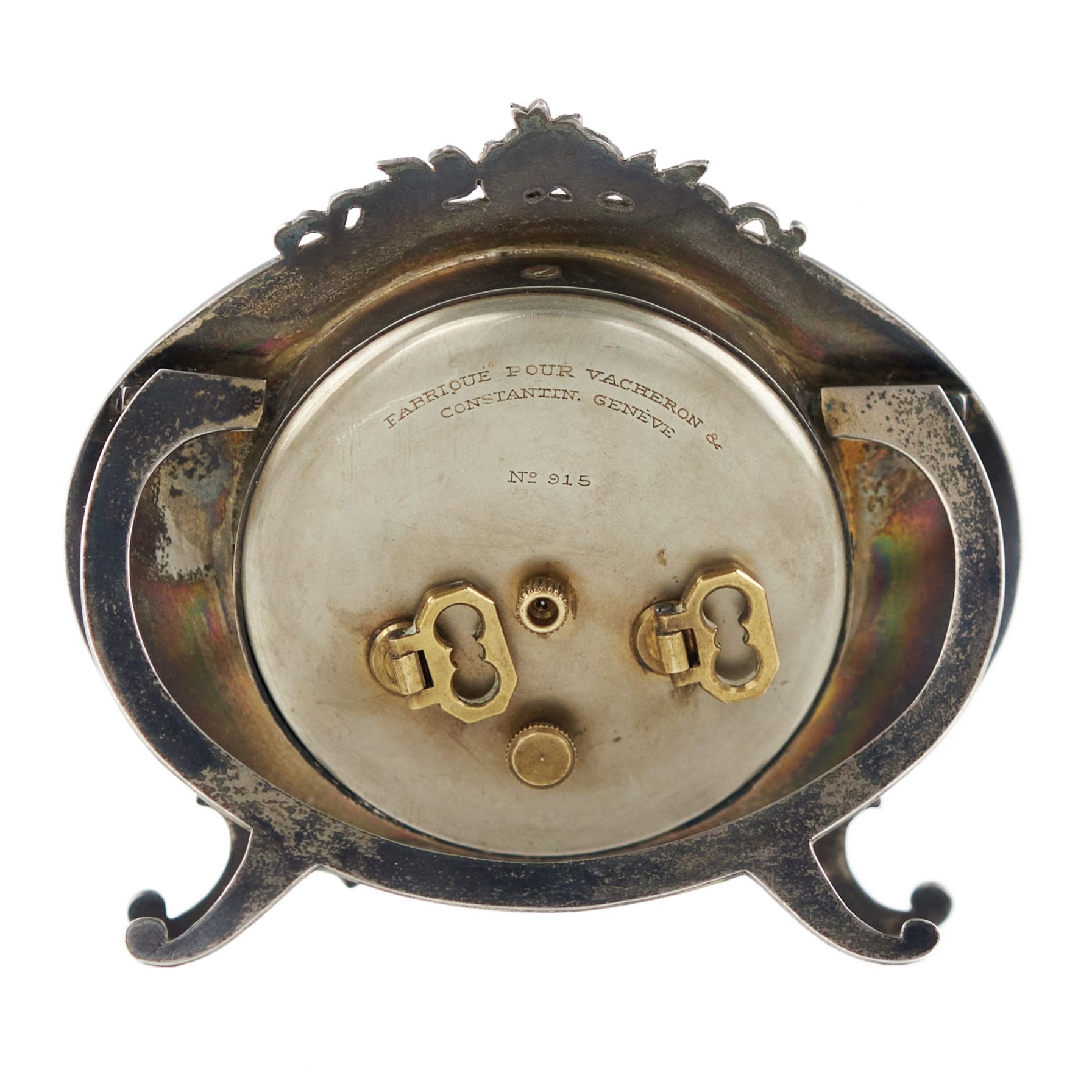 Silver alarm clock, Vacheron Constantin, with guilloche enamel. Switzerland, 1928. - Bild 10 aus 13