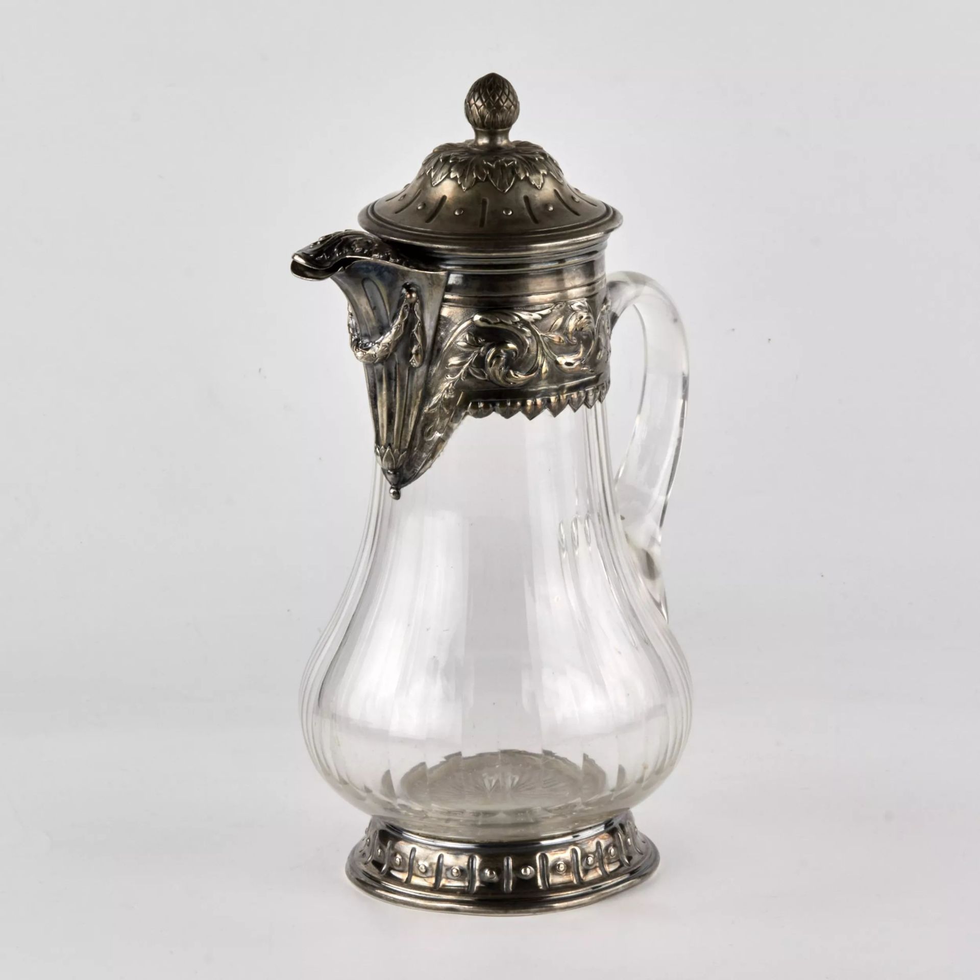 Wine jug, glass in silver. - Image 2 of 8