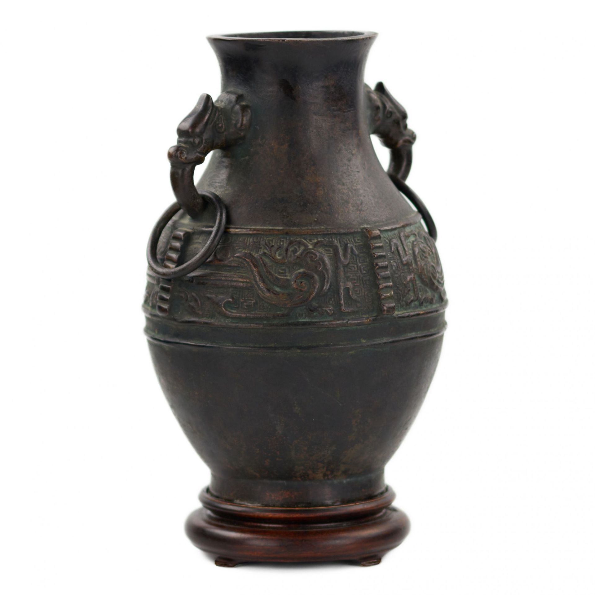 Bronze Jug for wine Hu, with Jinwen signs. China. - Image 3 of 11