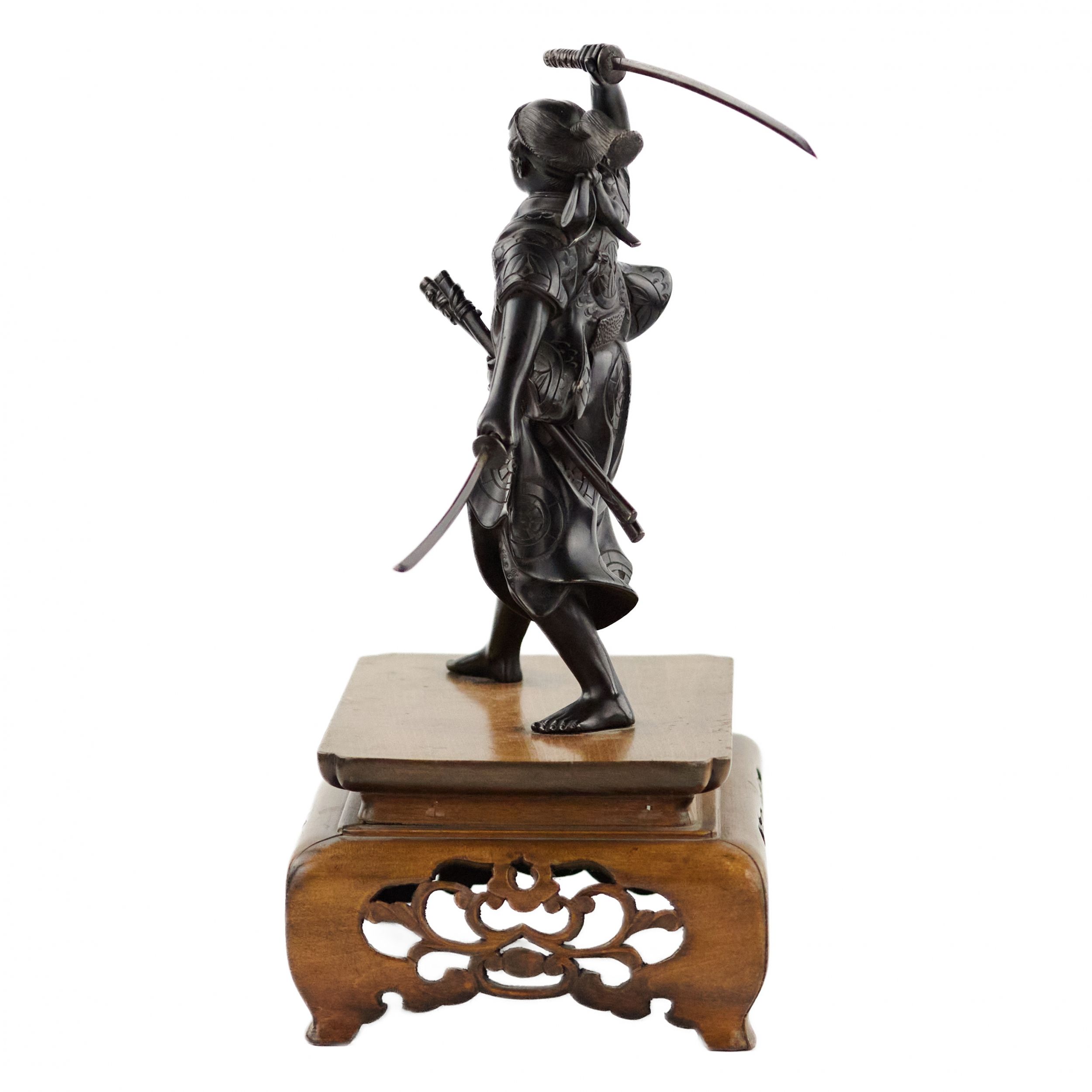 Japanese bronze sculpture of a samurai warrior. Japan. Meiji. The turn of the 19th-20th century. - Image 3 of 6