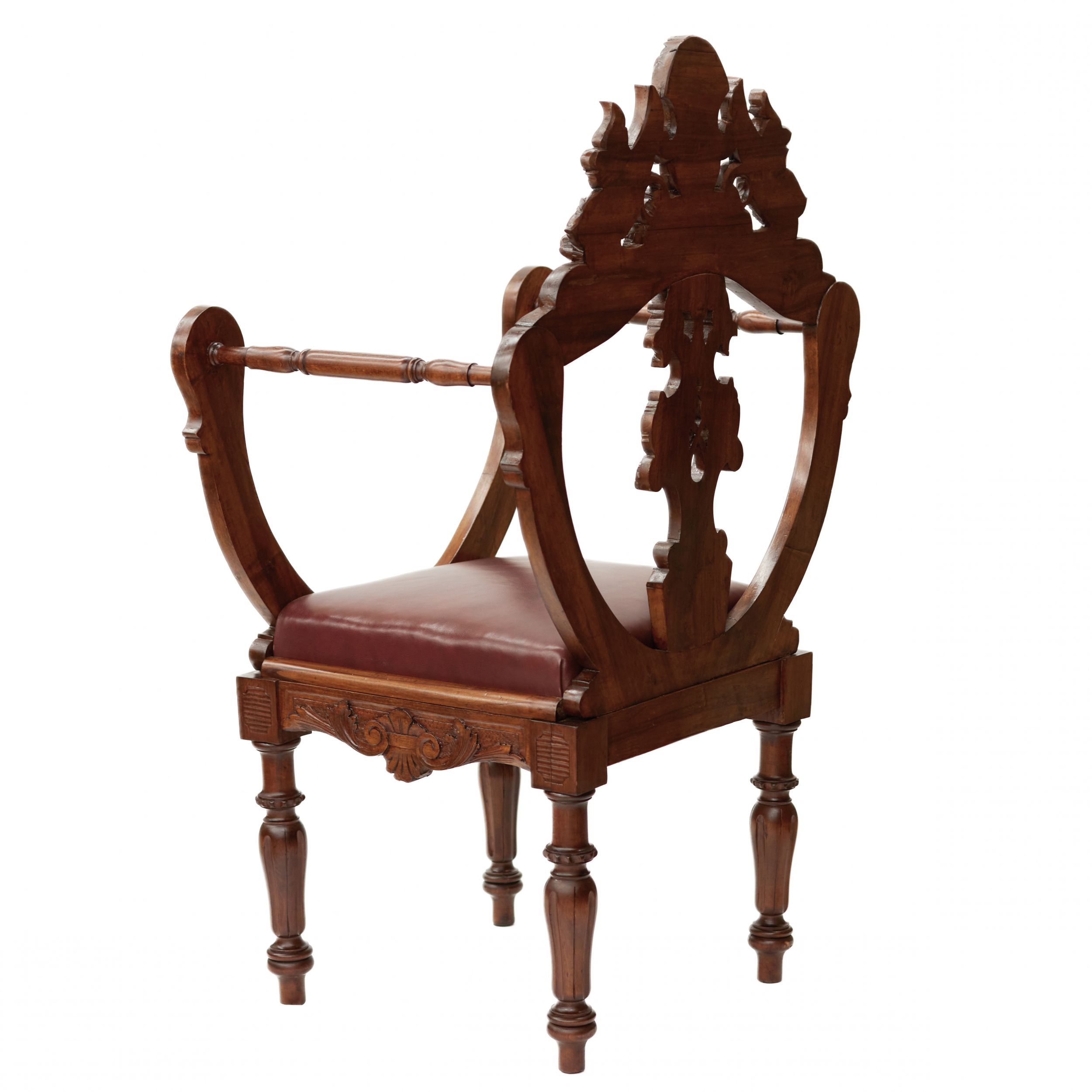 Carved, richly decorated walnut chair. 19th century - Image 6 of 6