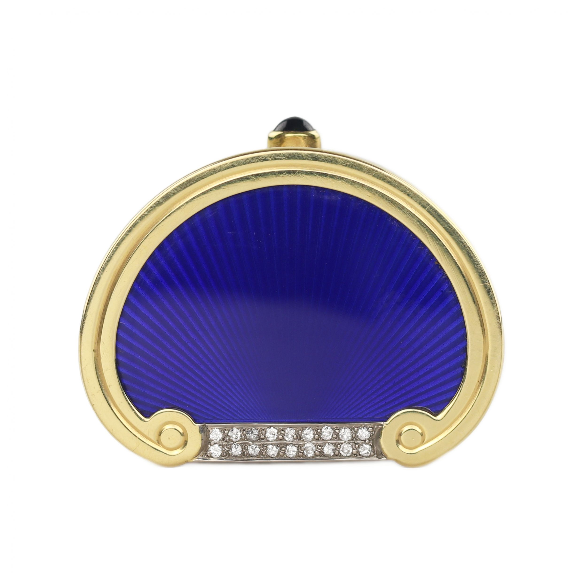 19th century English gold pill box with diamonds and guilloche enamel. - Image 6 of 8