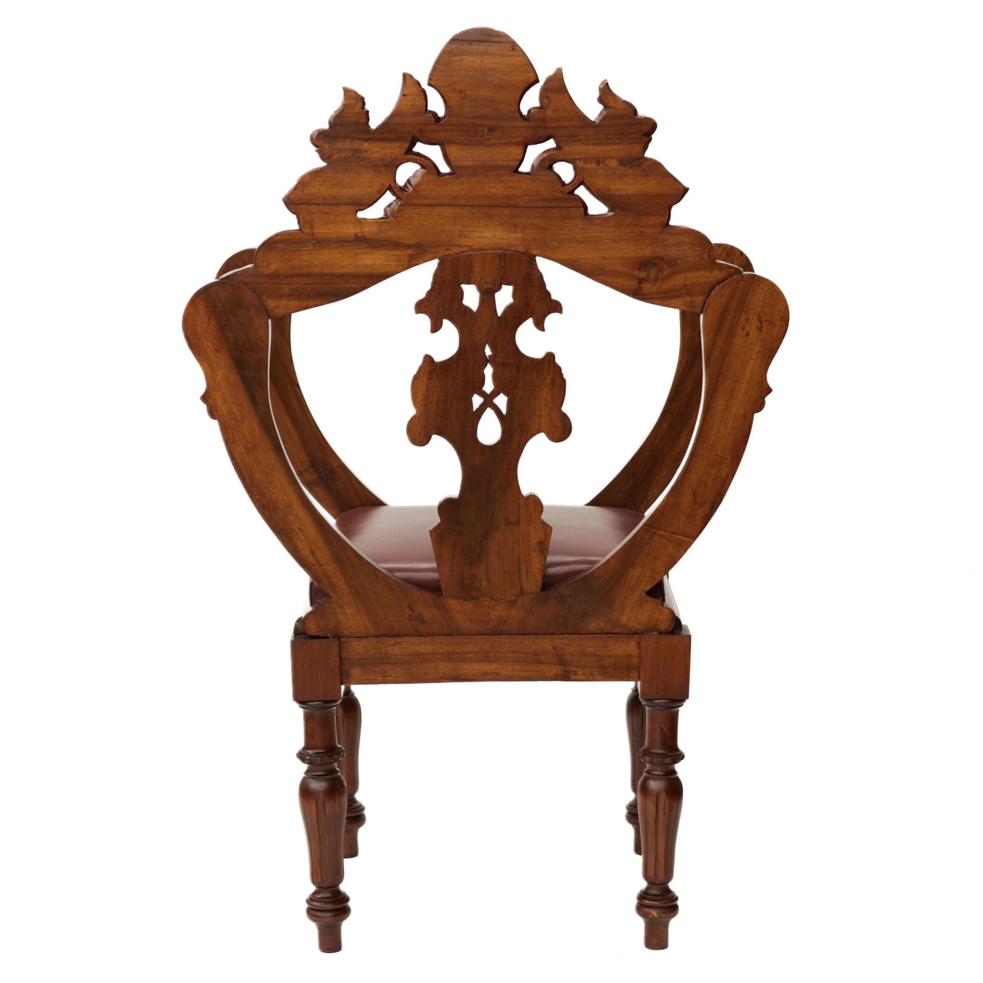 Carved, richly decorated walnut chair. 19th century - Image 5 of 6
