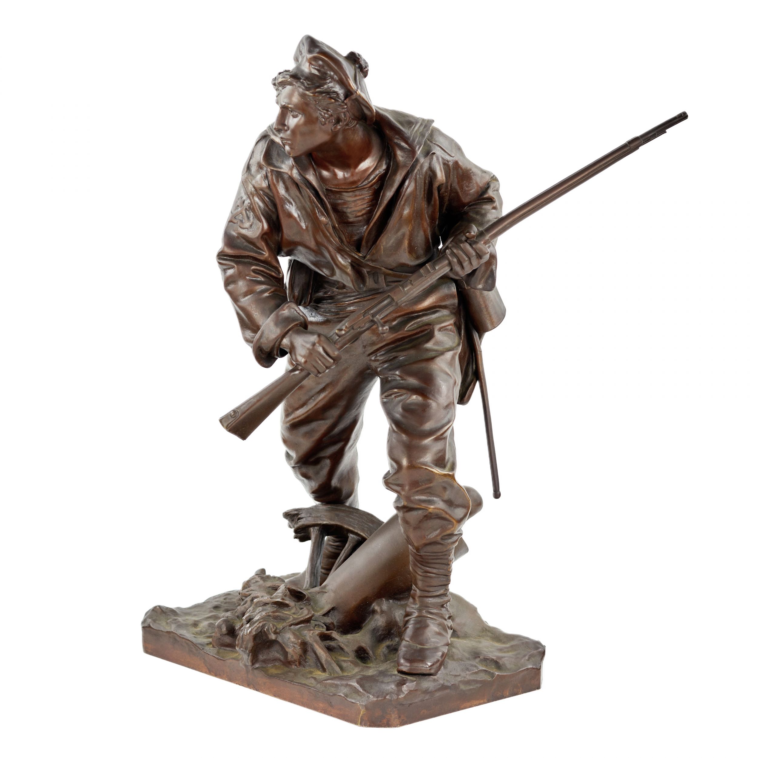 Onisme Aristide Croisy. Bronze figure of a brave, military sailor. - Image 6 of 8