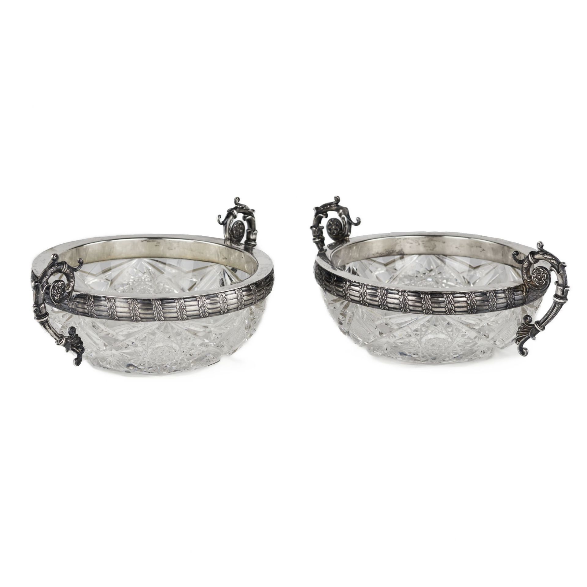 Pair of crystal candy bowls with silver. 15 Artel. Russia. 1908-1917 - Image 3 of 6