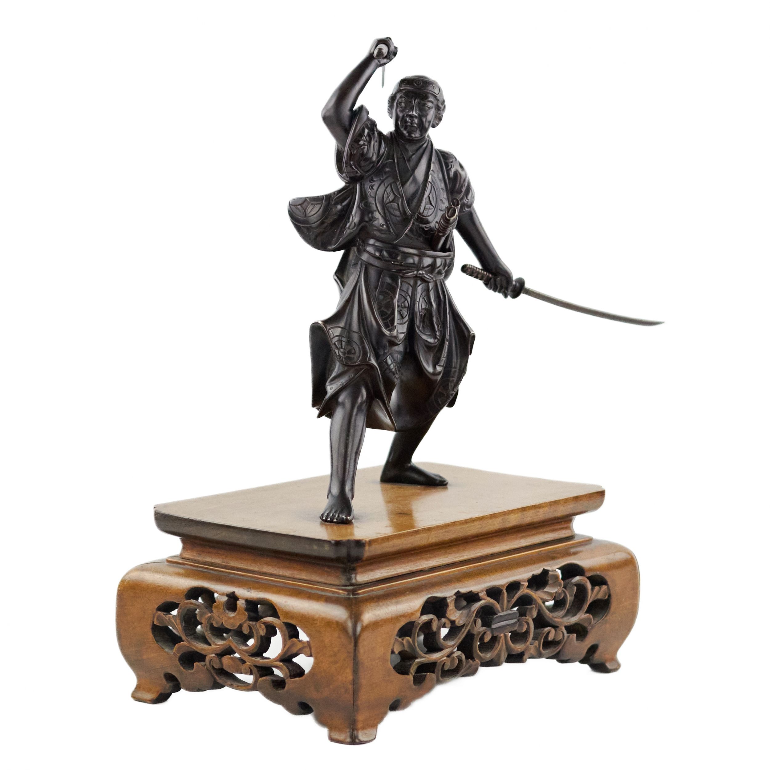 Japanese bronze sculpture of a samurai warrior. Japan. Meiji. The turn of the 19th-20th century. - Image 6 of 6