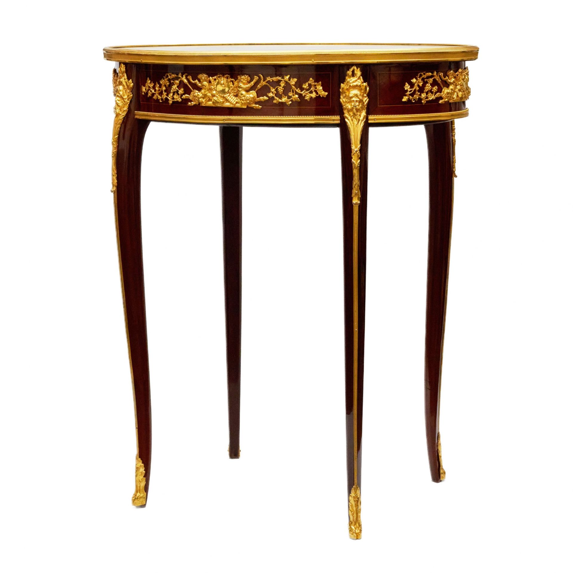 Magnificent mahogany and gilded bronze table by Francois Linke. - Image 4 of 5