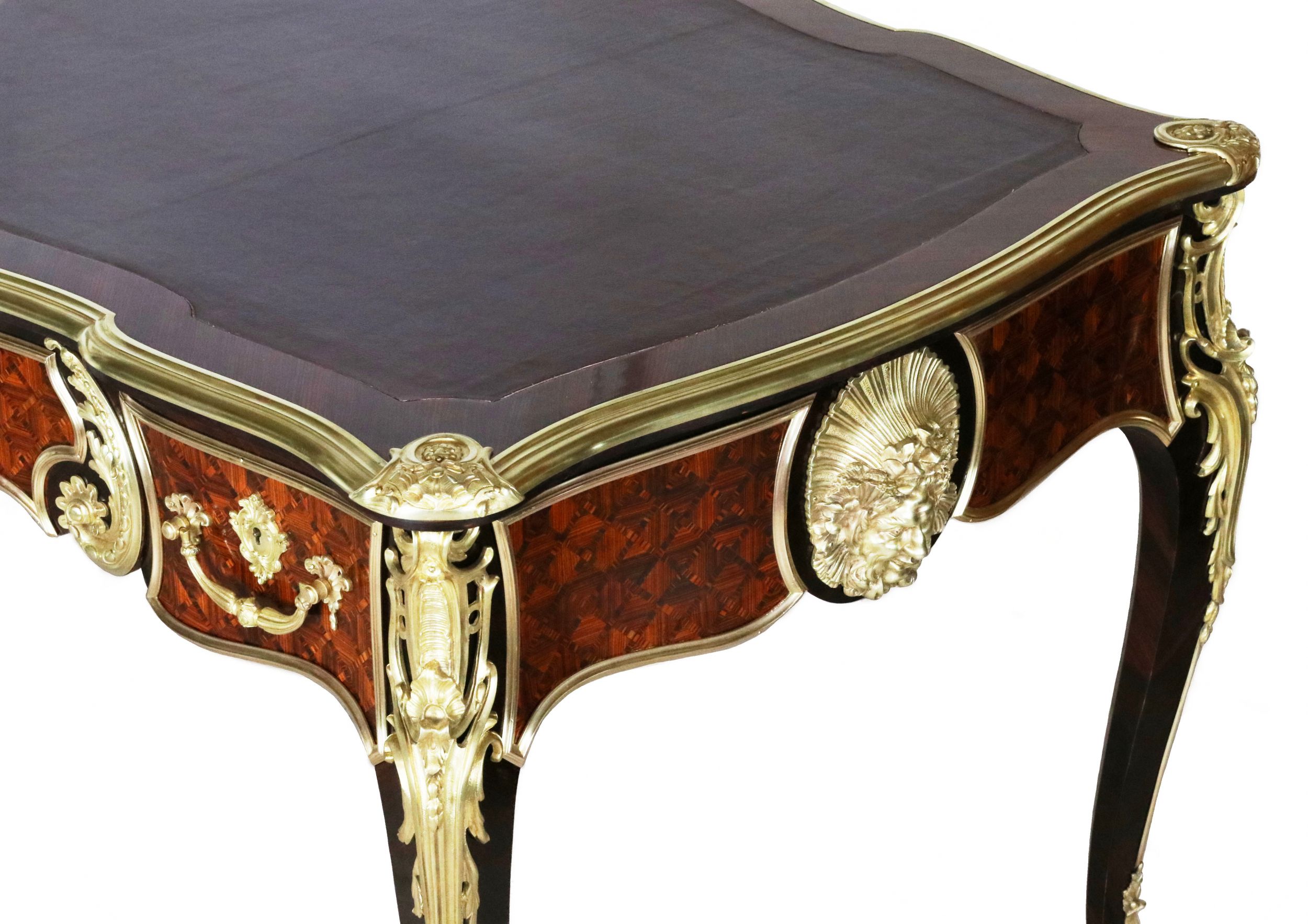 Magnificent writing desk in wood and gilded bronze, Louis XV style. - Image 8 of 8