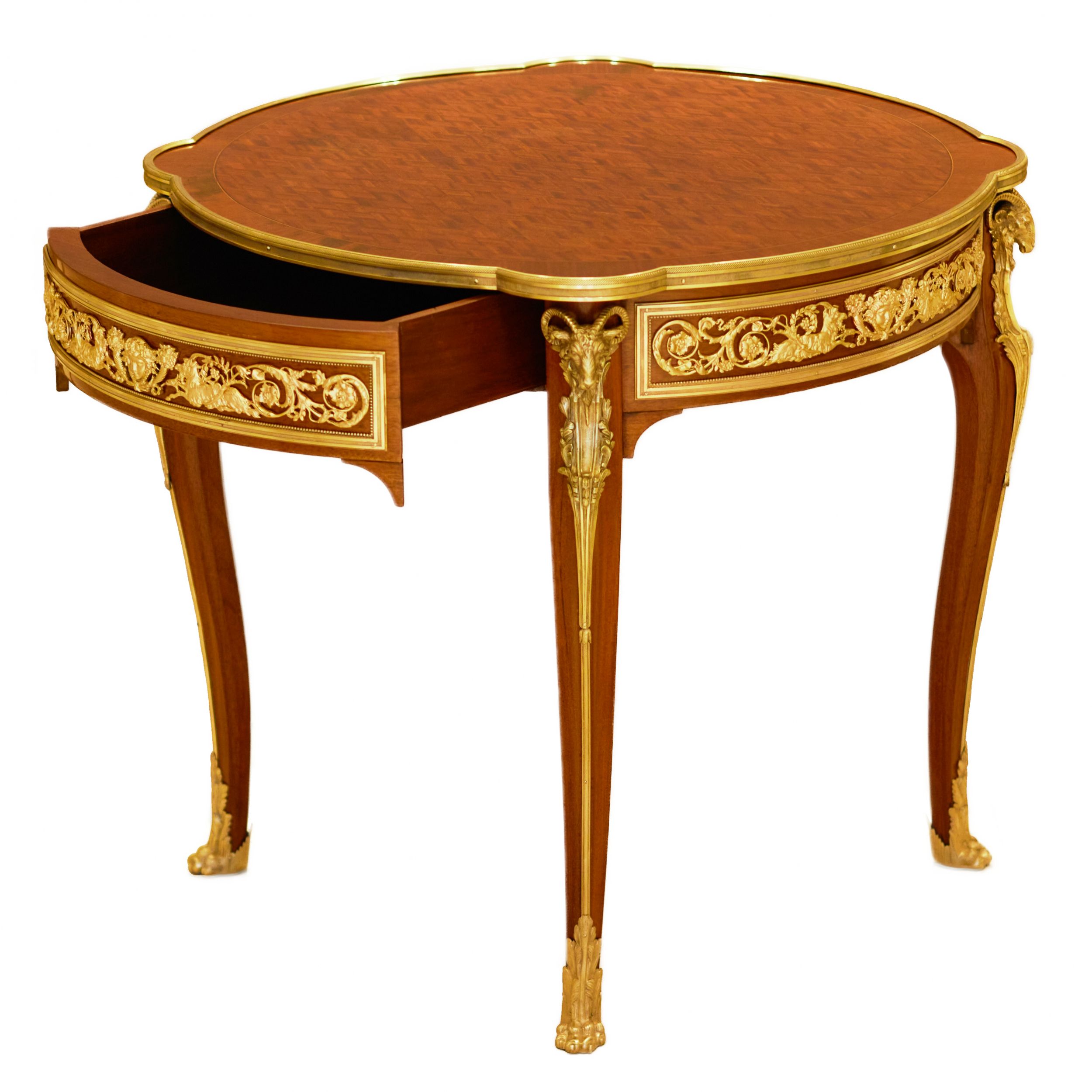 Mahogany table decorated with marquetry in the style of Louis XV, Francois Linke. Late 19th century - Image 3 of 6