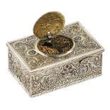 Silver music box with gilding and stones with a singing bird. Karl Griesbaum. 1930s.