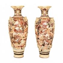 Pair of Japanese Satsuma floor vases.