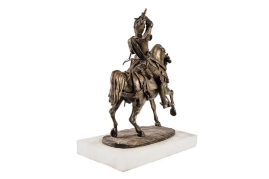 Carlo Marochetti. Bronze figure of an equestrian knight. Duke of Savoy. - Image 5 of 7