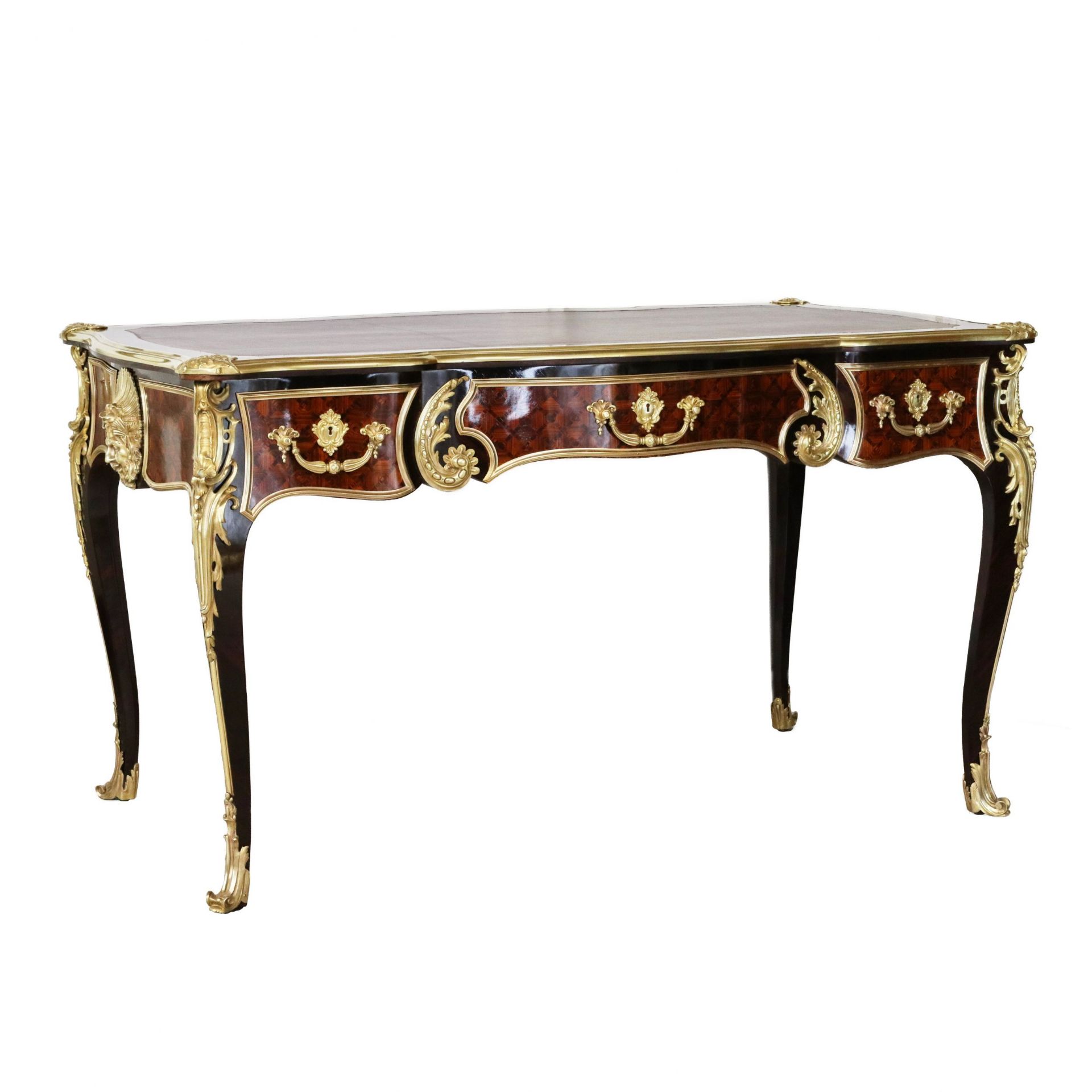 Magnificent writing desk in wood and gilded bronze, Louis XV style. - Bild 5 aus 8