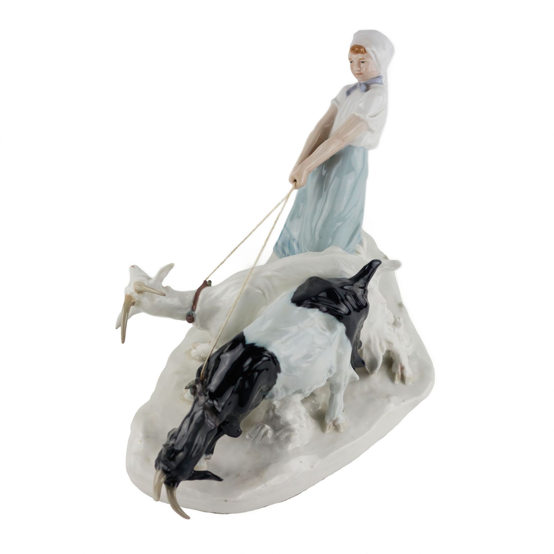 Porcelain composition Shepherdess with goats. Pilz, Otto. Meissen. 1850-1924. - Image 6 of 7