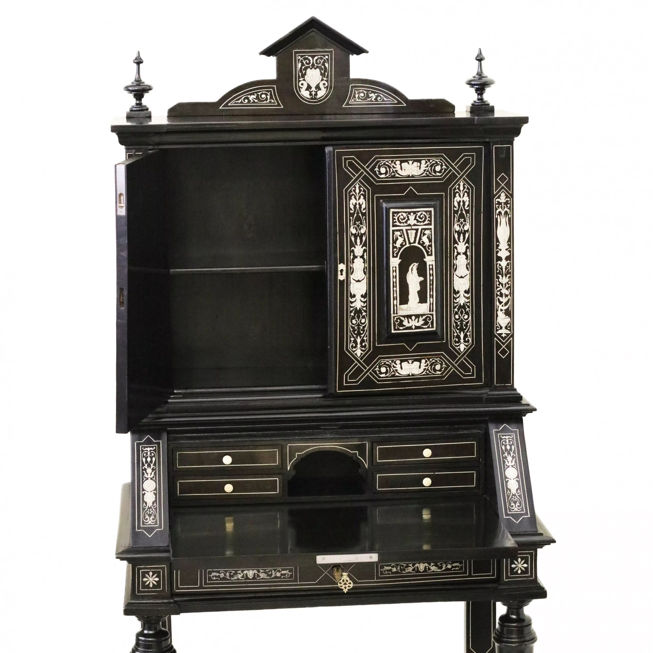 Italian ebony and ivory cabinet from the late 19th century. - Image 8 of 14