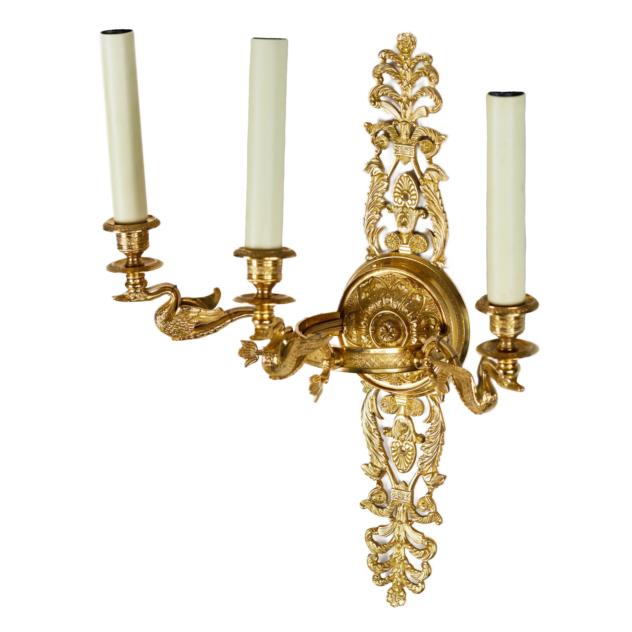 Six gilded bronze wall sconces with a Swan motif. France 20th century - Image 4 of 6