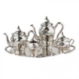 Silver tea and coffee service in Art Nouveau style. Bruckmann. After 1888.